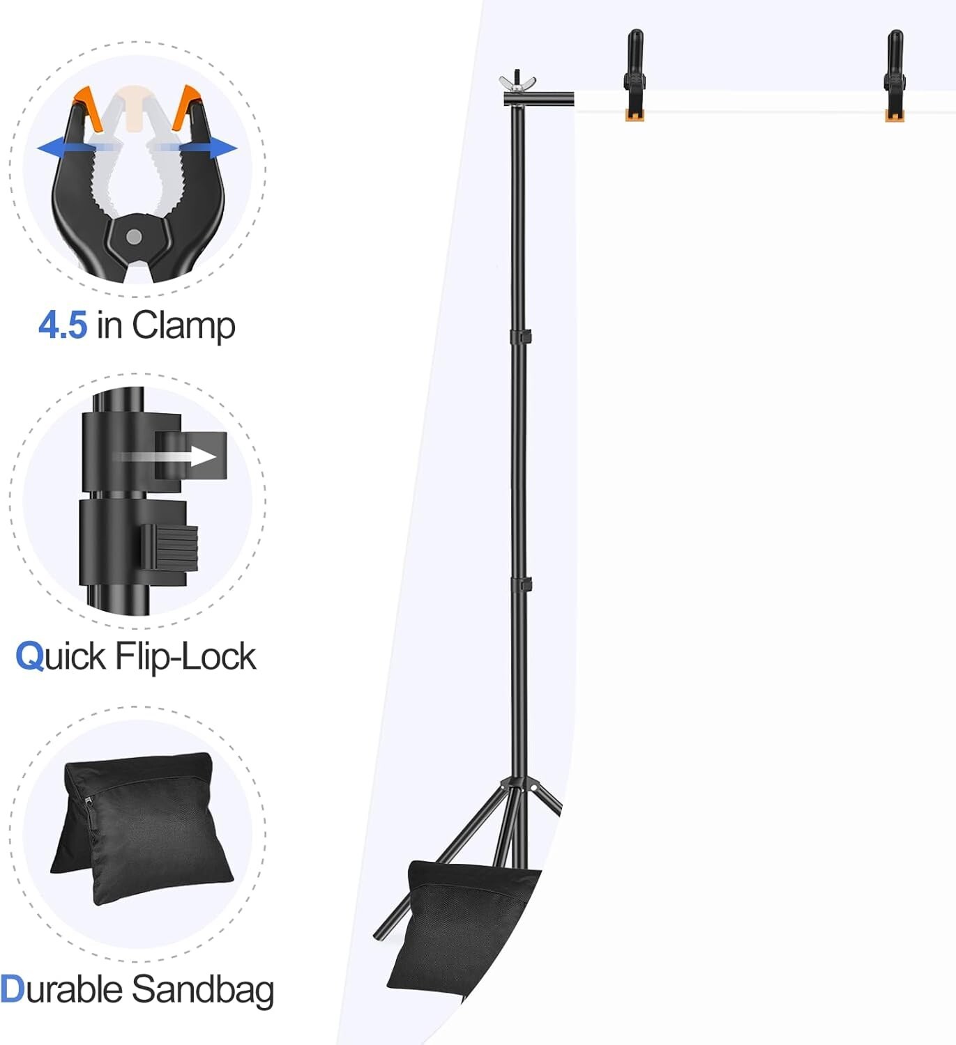 Backdrop Stand 10×8.5ftWxH Photo Studio Adjustable Background Stand Support K…