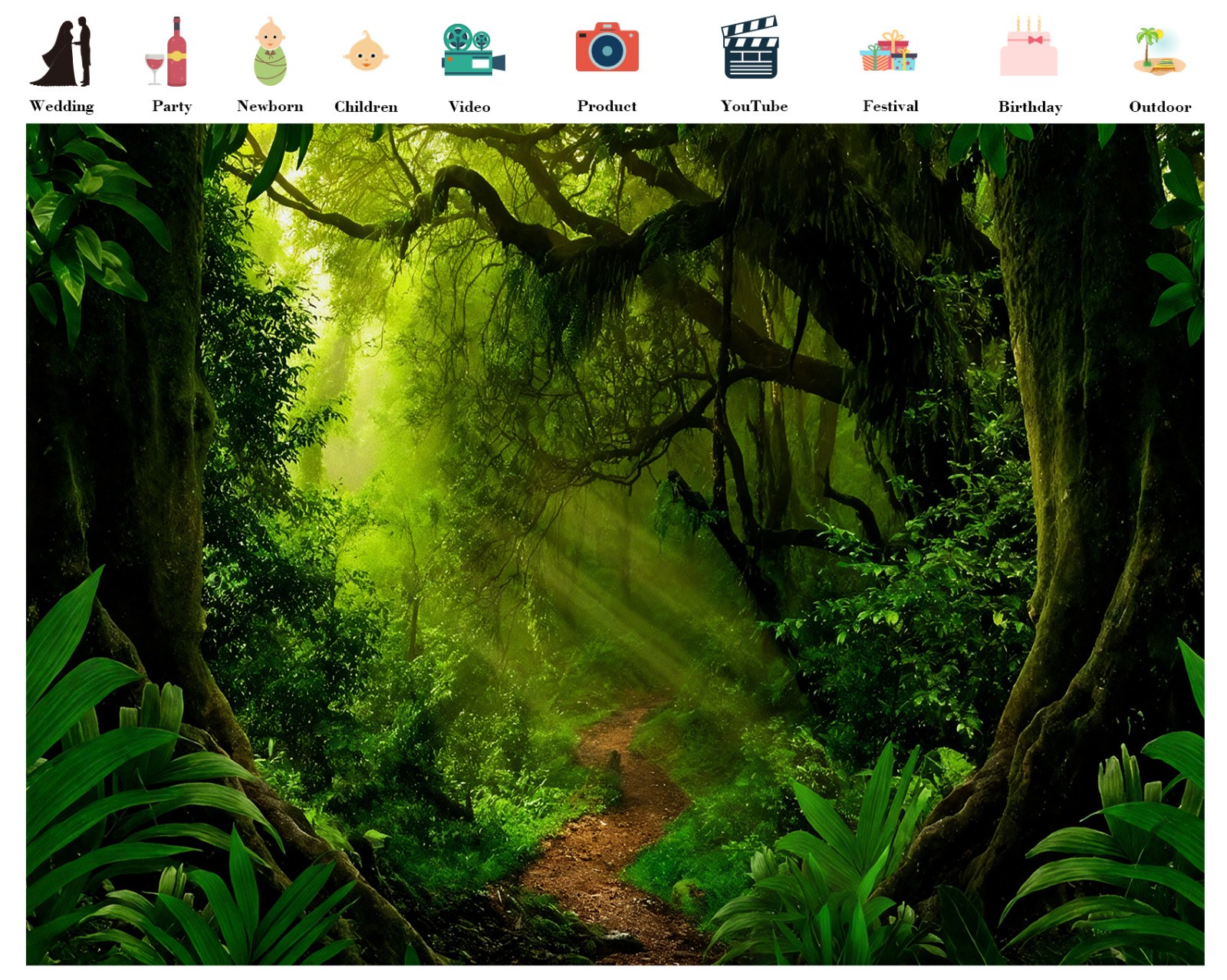 10x8ft Enchanted Forest Backdrop Natural Green Jungle Background for Photography