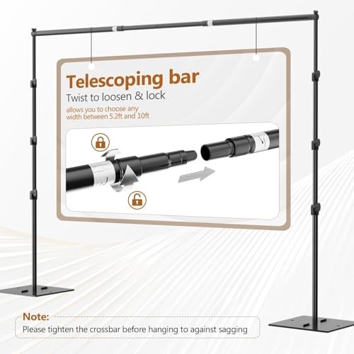 Backdrop Stand, 8.5ft Height 10ft Width Adjustable Photography 8.5x10ft Black