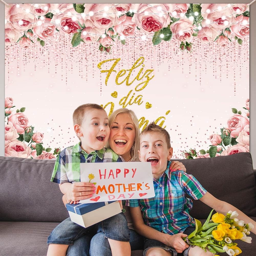7x5ft Feliz Dia Mama Backdrop Mexican Happy Mother’s Day Photography Background.