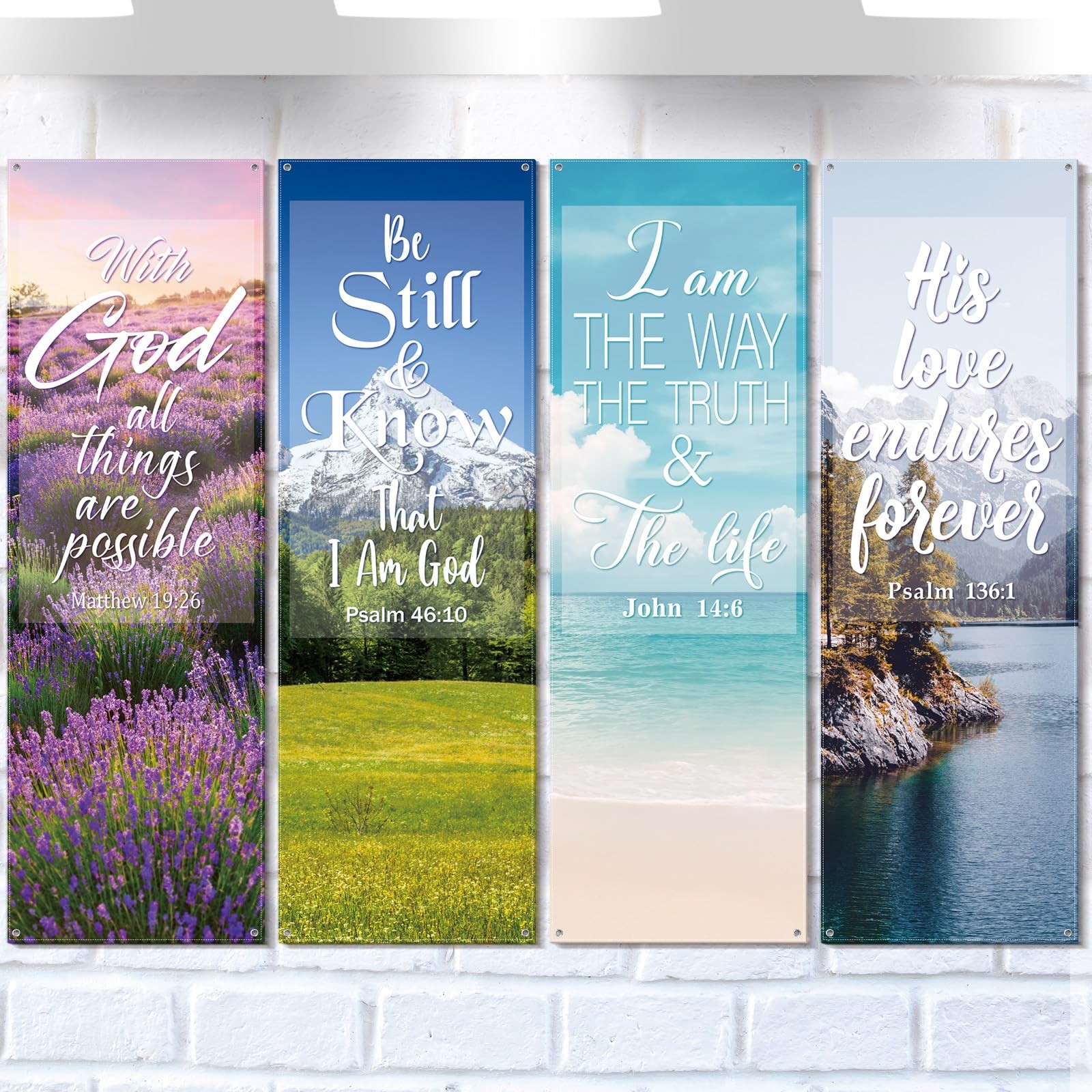 4 Pcs 4th of July Church Banners Independence Day Christian Banners with Scri…