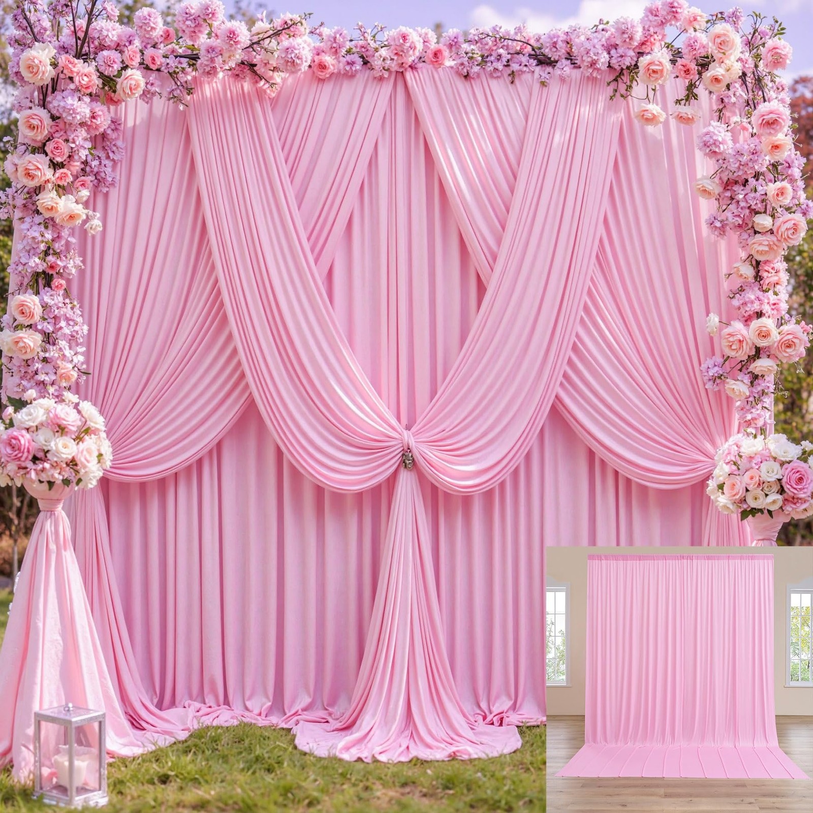 Pink Backdrop Curtains 12×10 Ft Wrinkle Free 2 Panels Photo Background Drapes