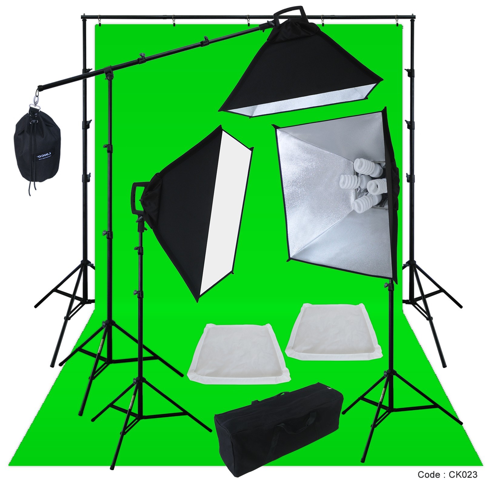 Chromakey Green Screen Lighting Kit 2400 Watt 9’×13′ Backdrop Background Stand
