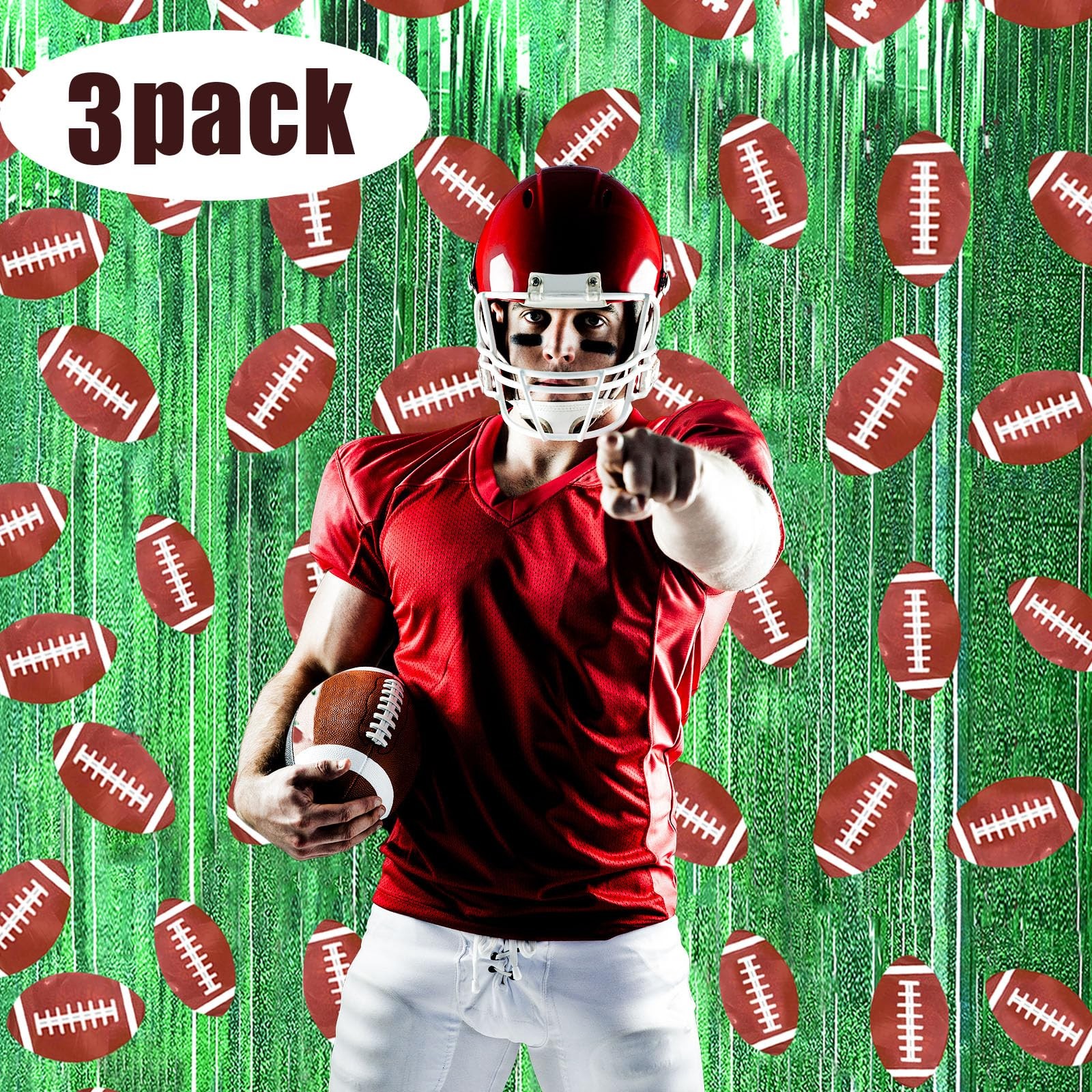 Football Party Decorations Football Photo Booth Prop, 3 Pcs 3.3 x 6.6 ft Foil…