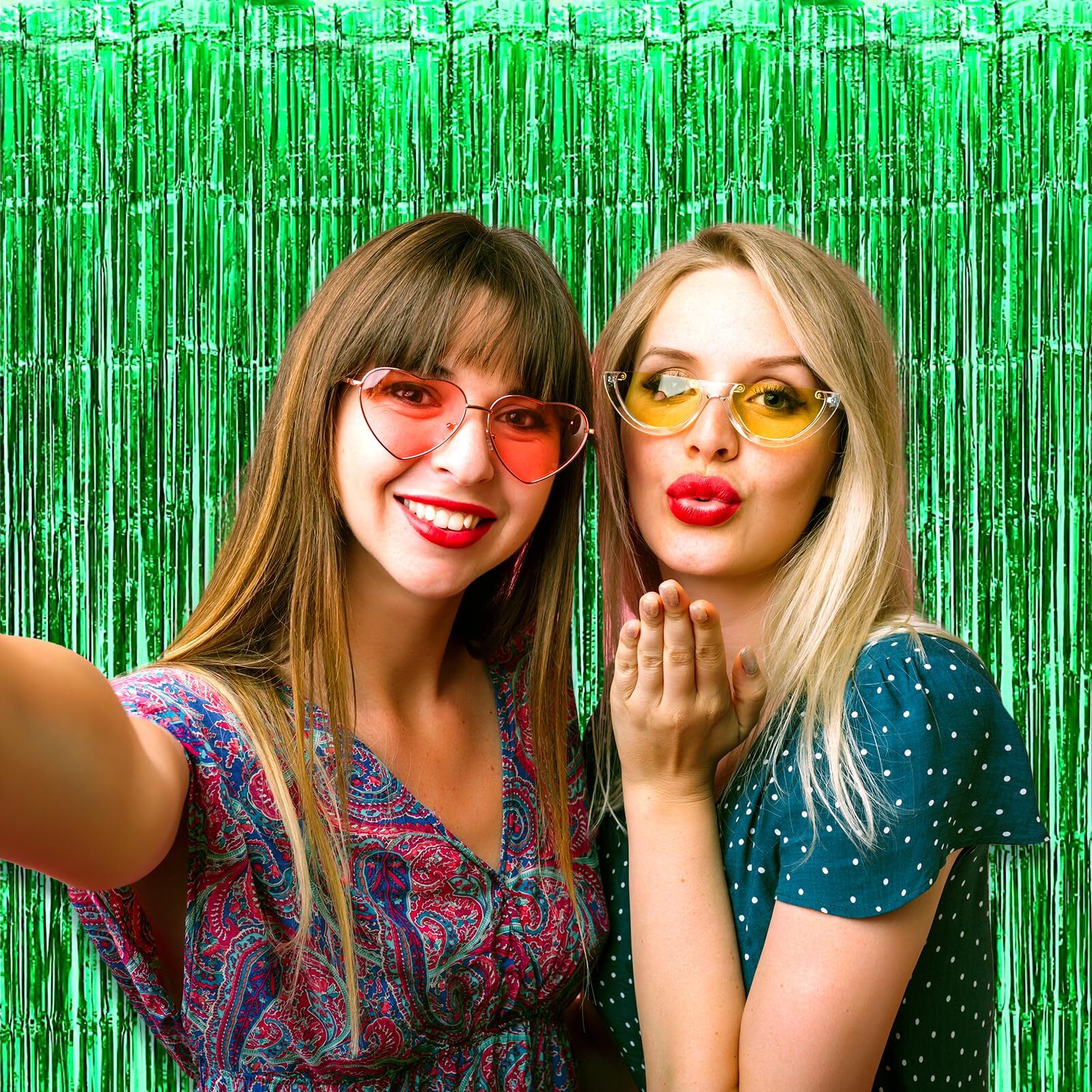 3 Pack Green Foil Fringe Curtain Backdrop 3.28×6.6Ft Birthday Party Decor