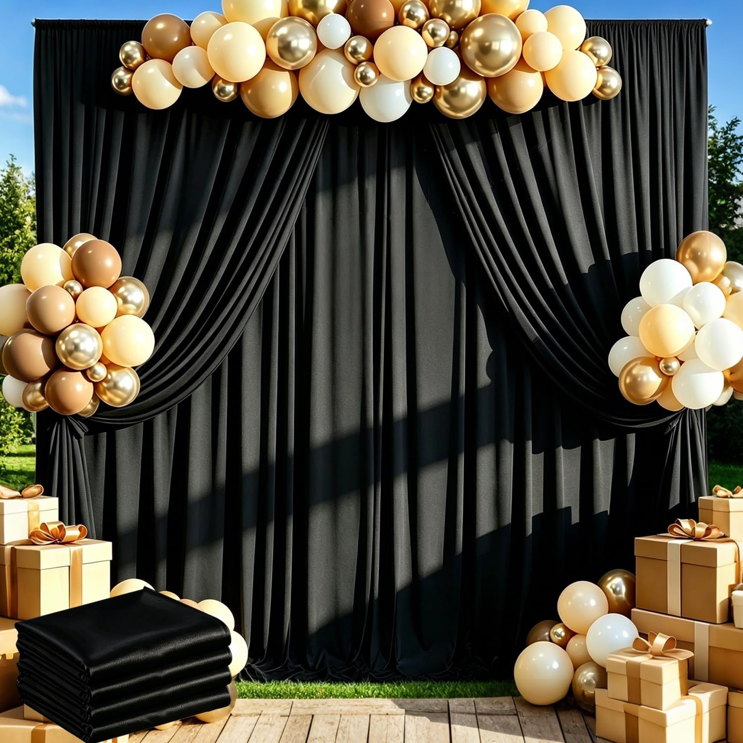 4 PCS 20×10 FT Black Backdrop Curtains Wrinkle Free Photo Draping Background