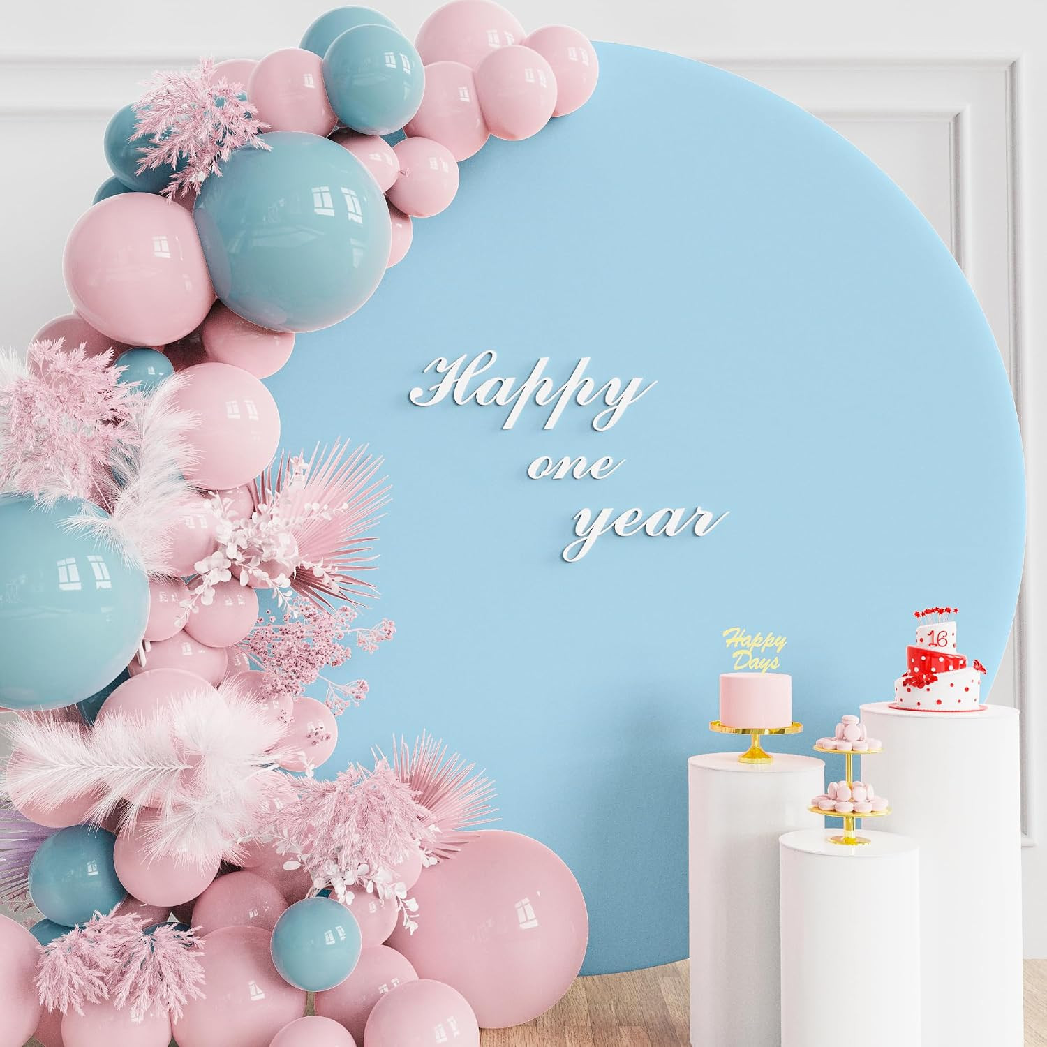 6.6FT round Backdrop Cover round Arch Covers with Buckles Polyster Dusty Blue Ci