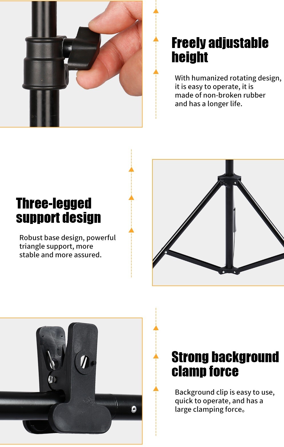 Photography Backdrop Tripod Adjustable Background Crossbar Kit Support Stand
