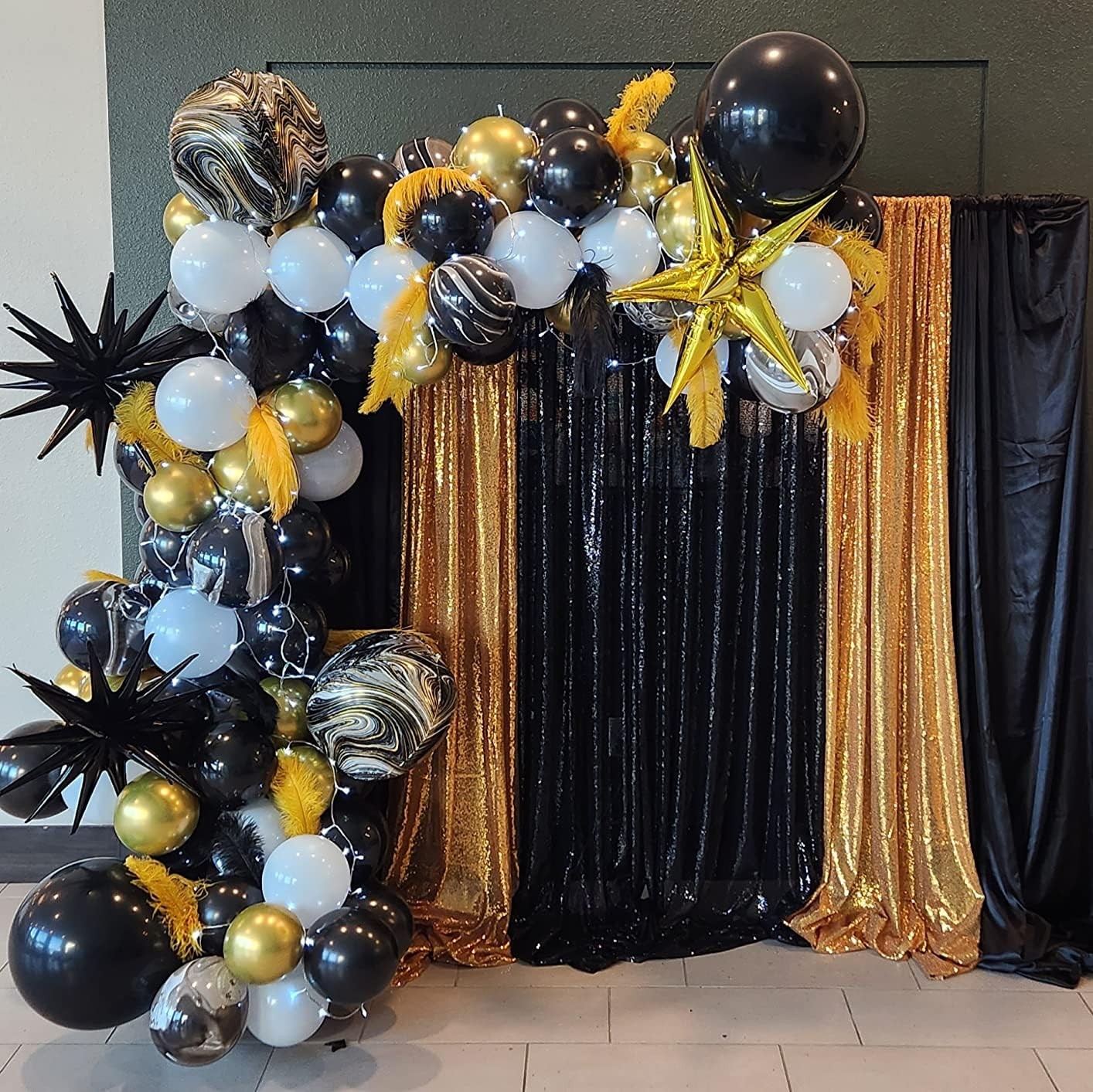 Halloween Black Sequin Backdrop Curtain 10x8ft 1 Panel Glitter Photography