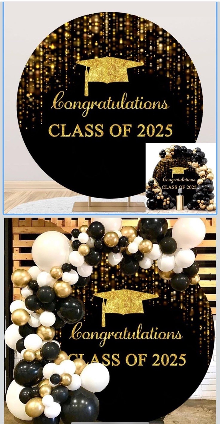 Leyiyi 6.5×6.5ft Polyester Congratulations Class of 2025 Round Backdrop Cover Z9