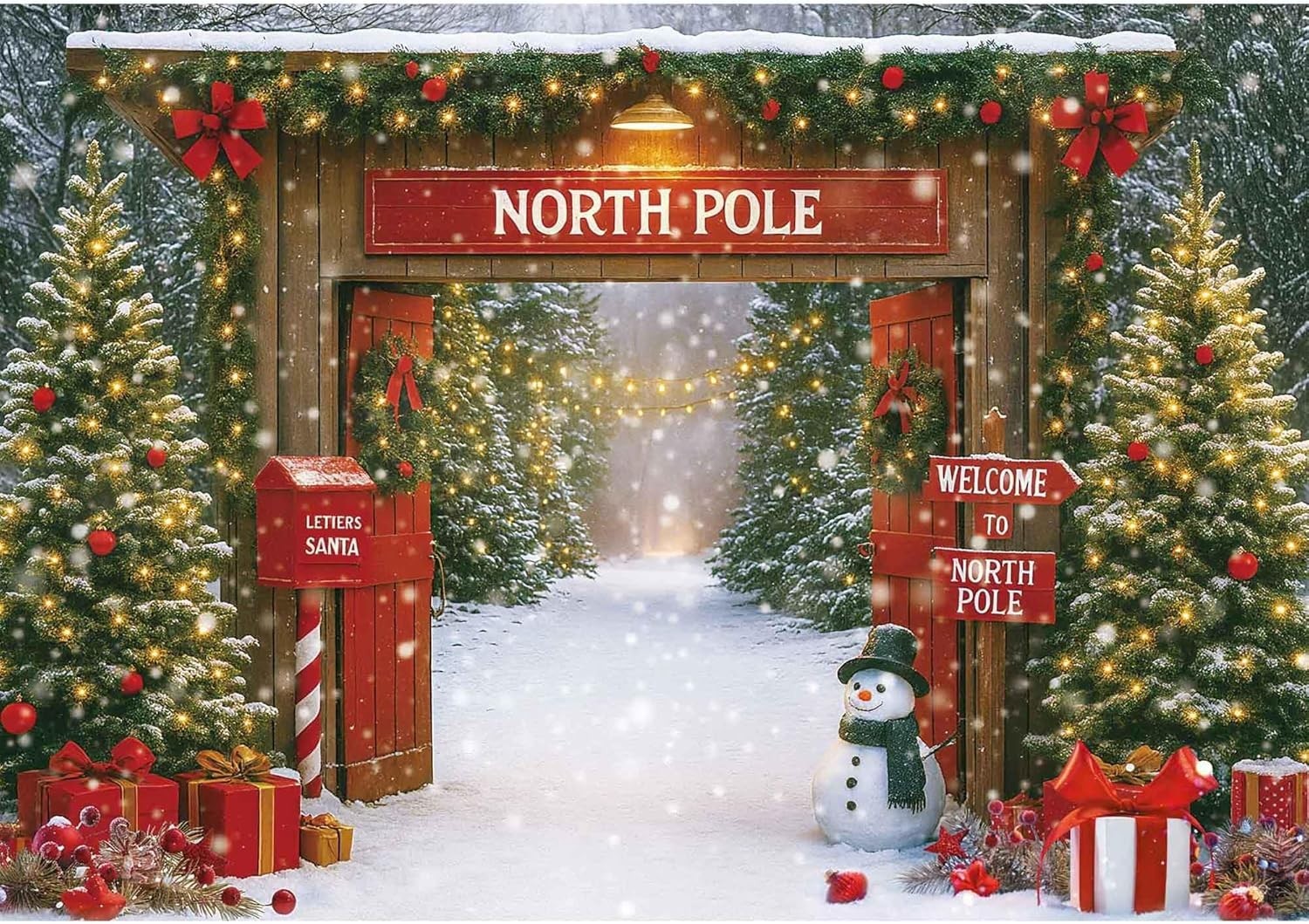 10x8ft Christmas Photo Background White Snowy Forest for Baby Holiday Photos