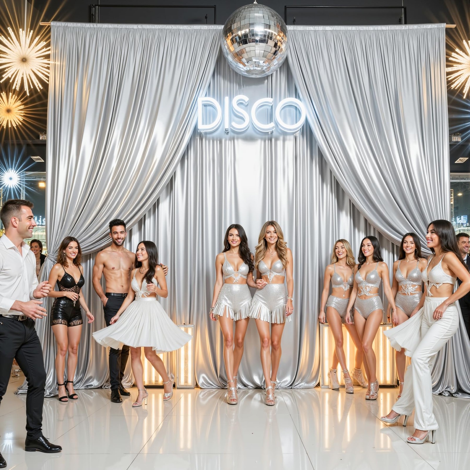40x10ft Silver Glitter Backdrop Curtain for W5 x H10′(8 Panels),