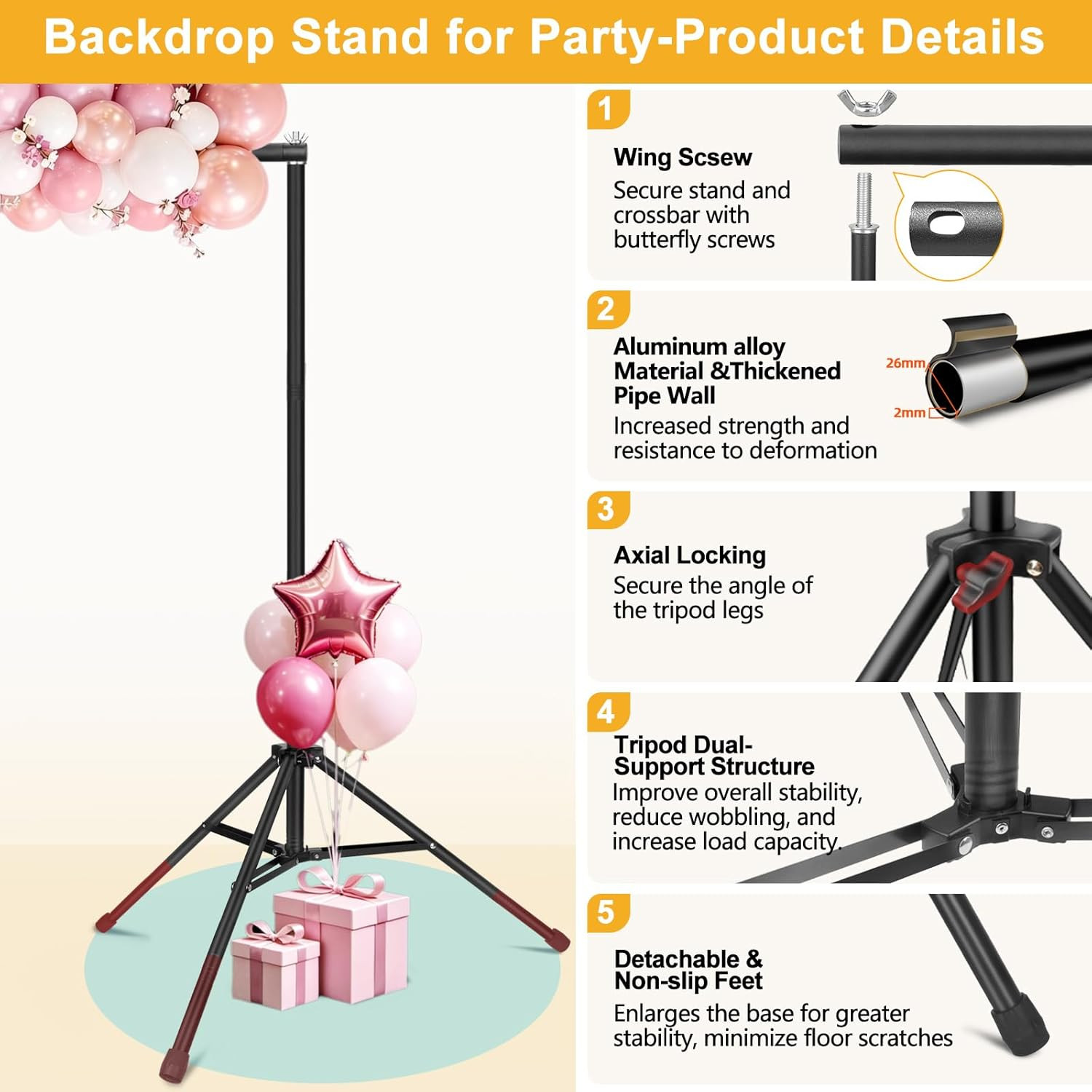 Backdrop Stand 10X7Ft(Wxh)- 7 Widths Photo Studio Adjustable Background Stand Su