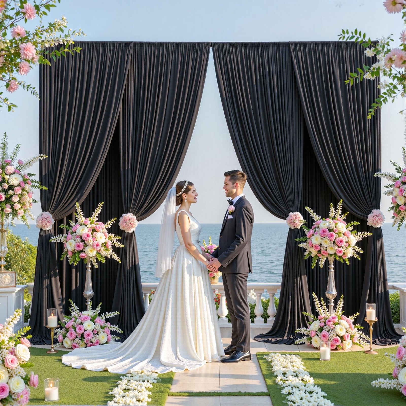 30ft x 10ft Wrinkle Free Black Backdrop Curtain for Parties, 30ftx10ft,