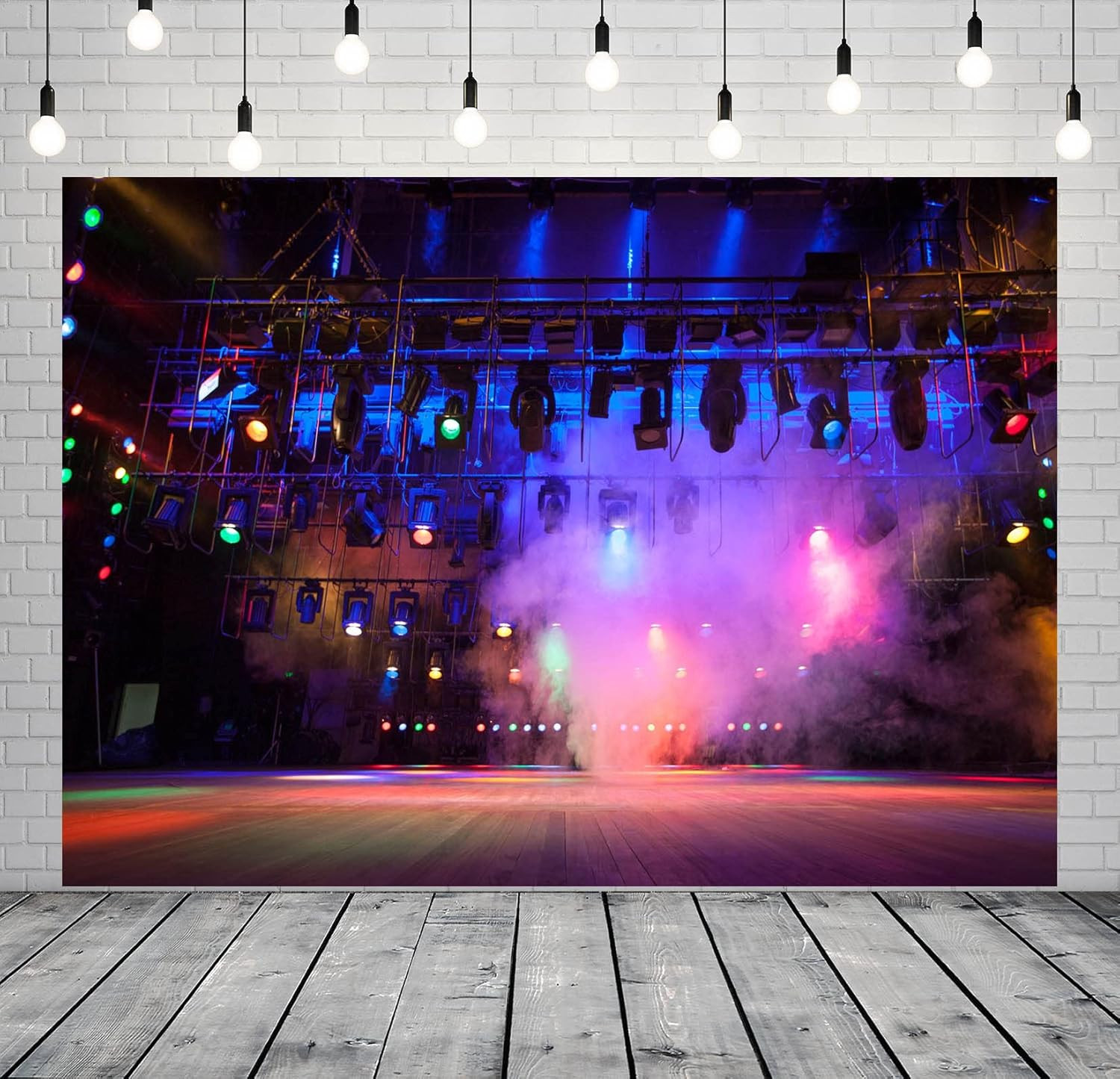 7X5Ft Fabric Music Concert Stage Backdrop for Photography Stage Spotlights Music
