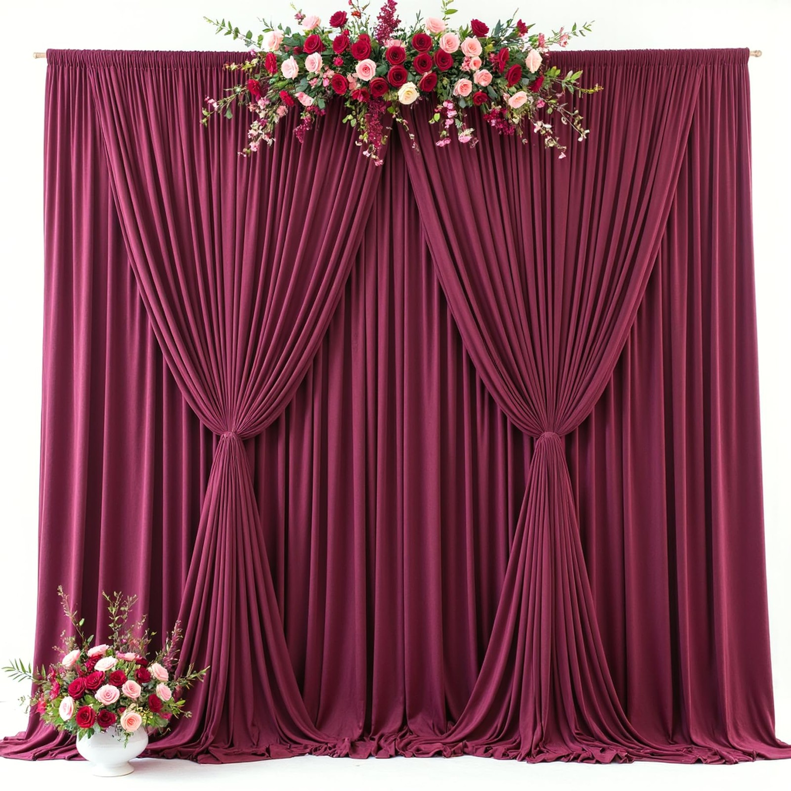 10x10ft Burgundy Backdrop Curtains Dark Red Wrinkle Free Drapes Wedding Party