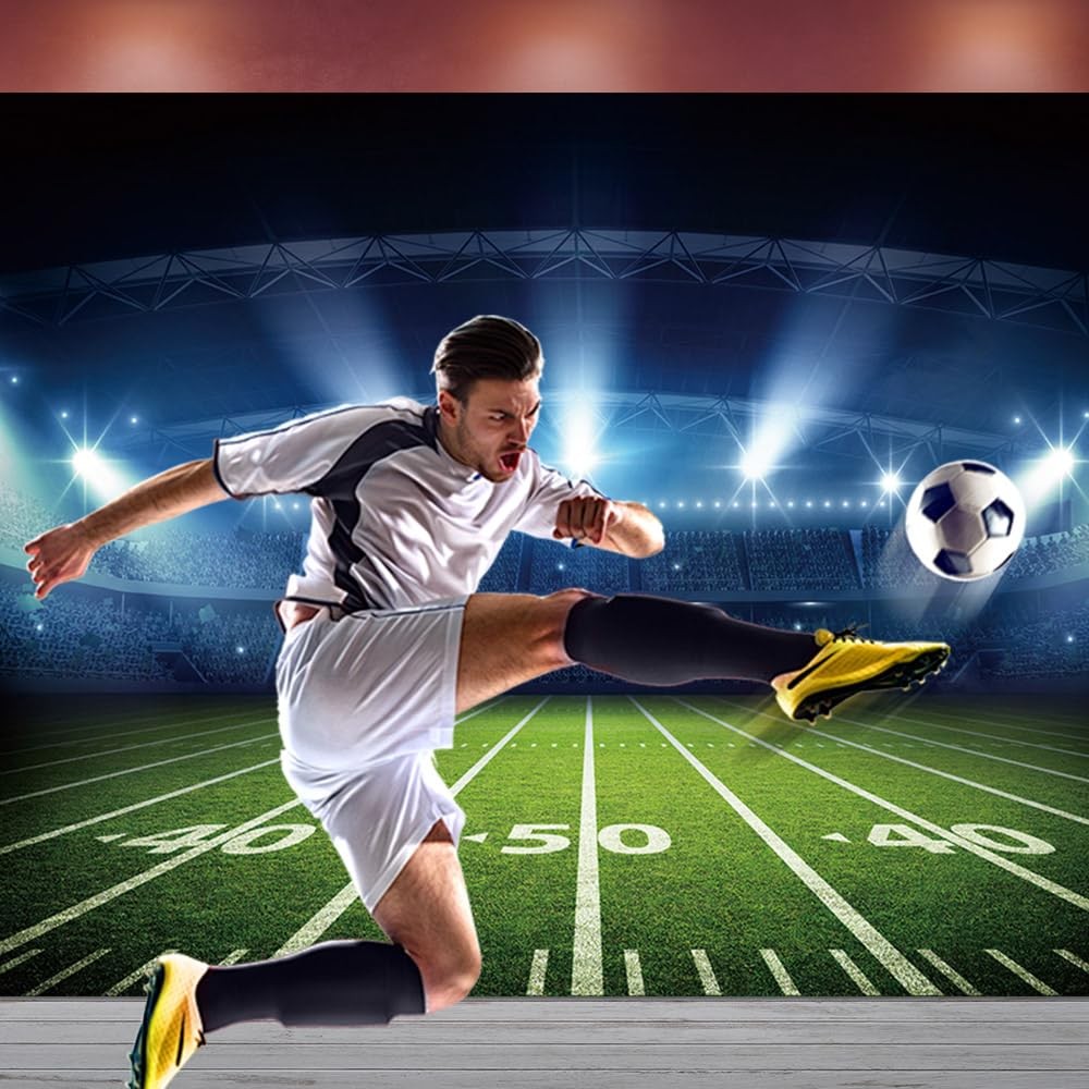 8x6ft Night Spotlight Football Stadium Bowl Field Photography Backdrop
