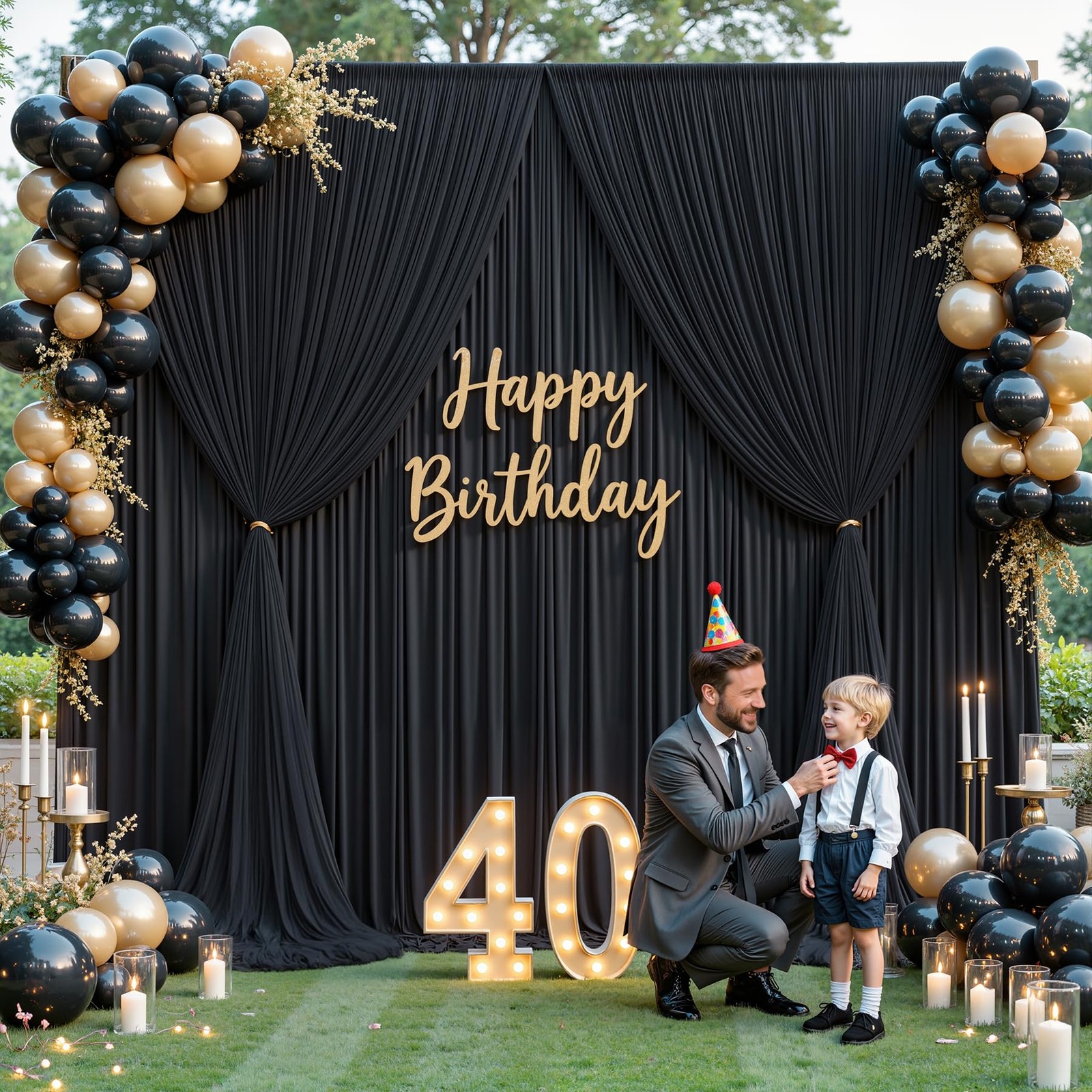 Black Tulle Backdrop Curtain 5×10 Ft Wrinkle Free Drapes Wedding Party Decor