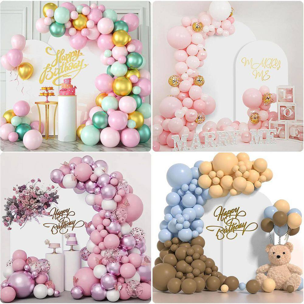 Metal Arch Backdrop Stand Set Gold (7.2 Ft.+6 Ft.) with Cover for Wedding Birthd