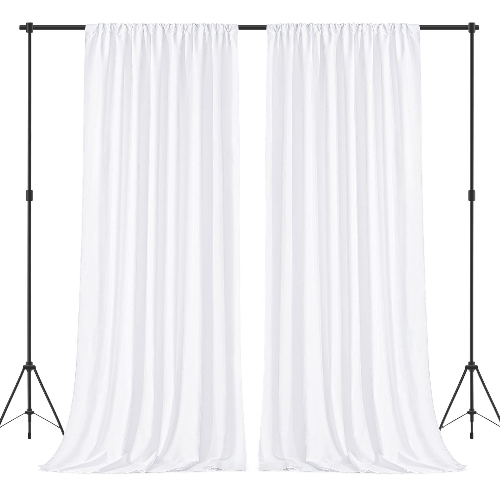 White Backdrop Curtains Party Polyester Photography Wedding Drapes 5x10ft 2 PCS