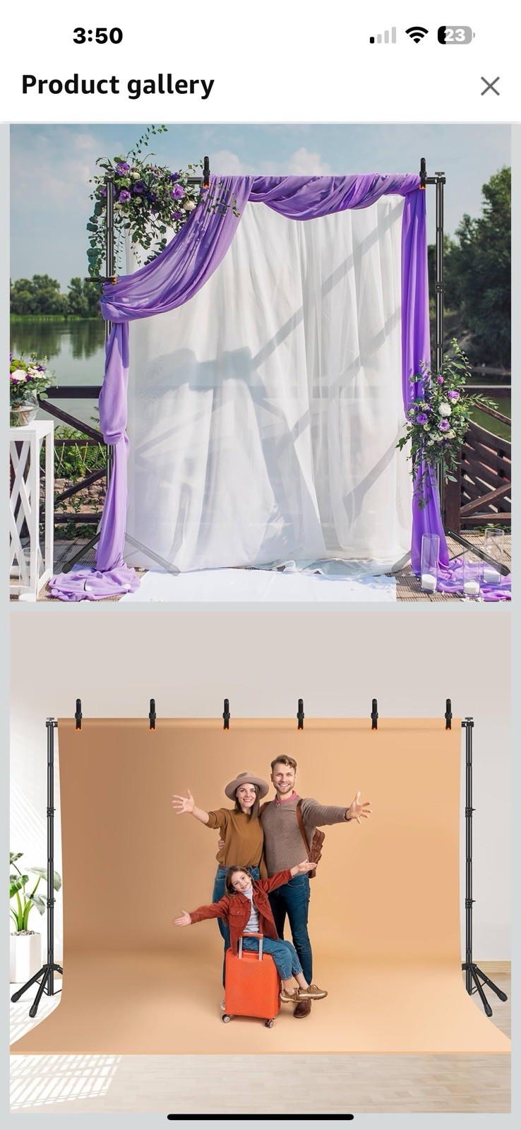 Backdrop Stand 10×7.5ft, Height Adjustable and Width Black