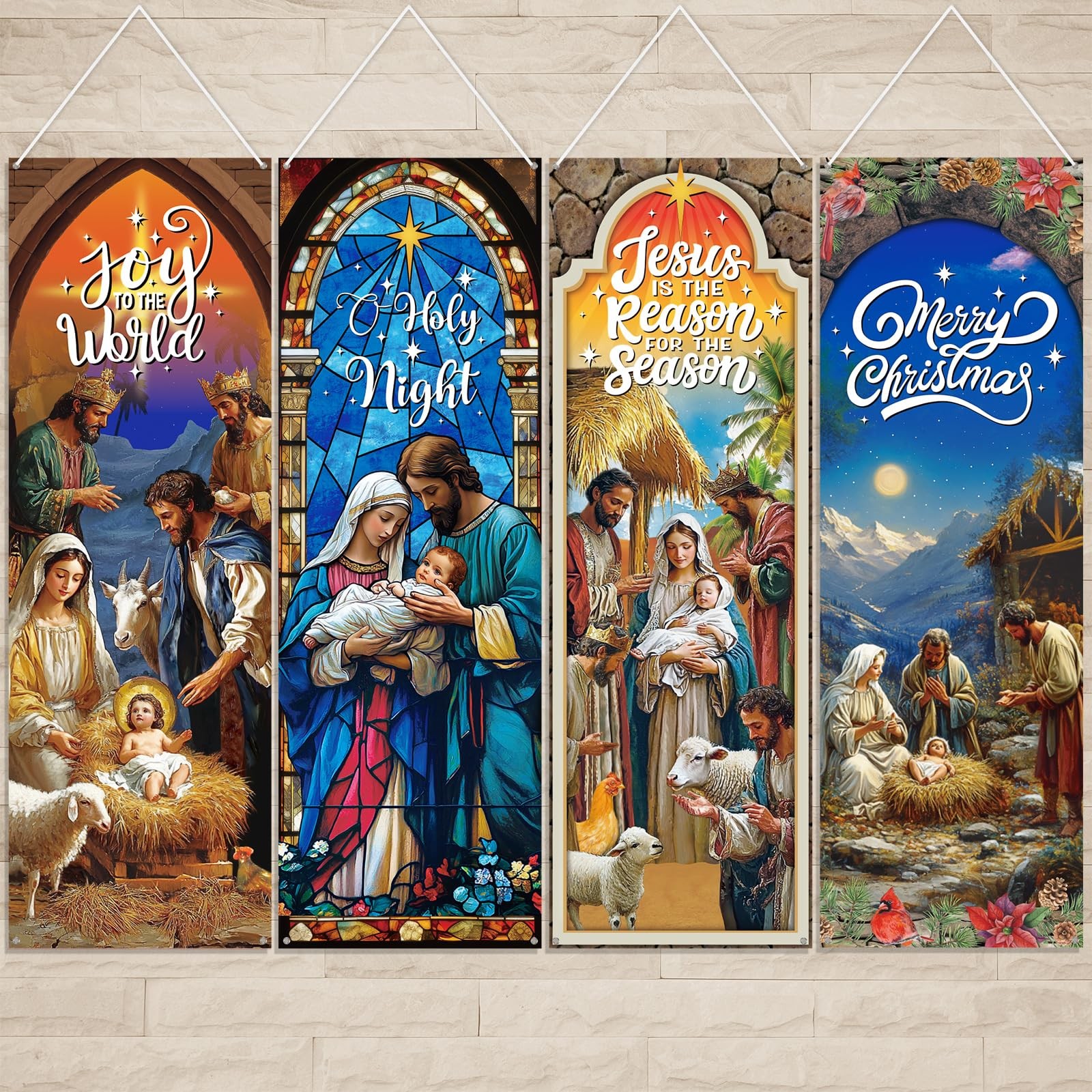 4 Pcs Easter Church Banners with Scripture Religious Worship Banner Christian…