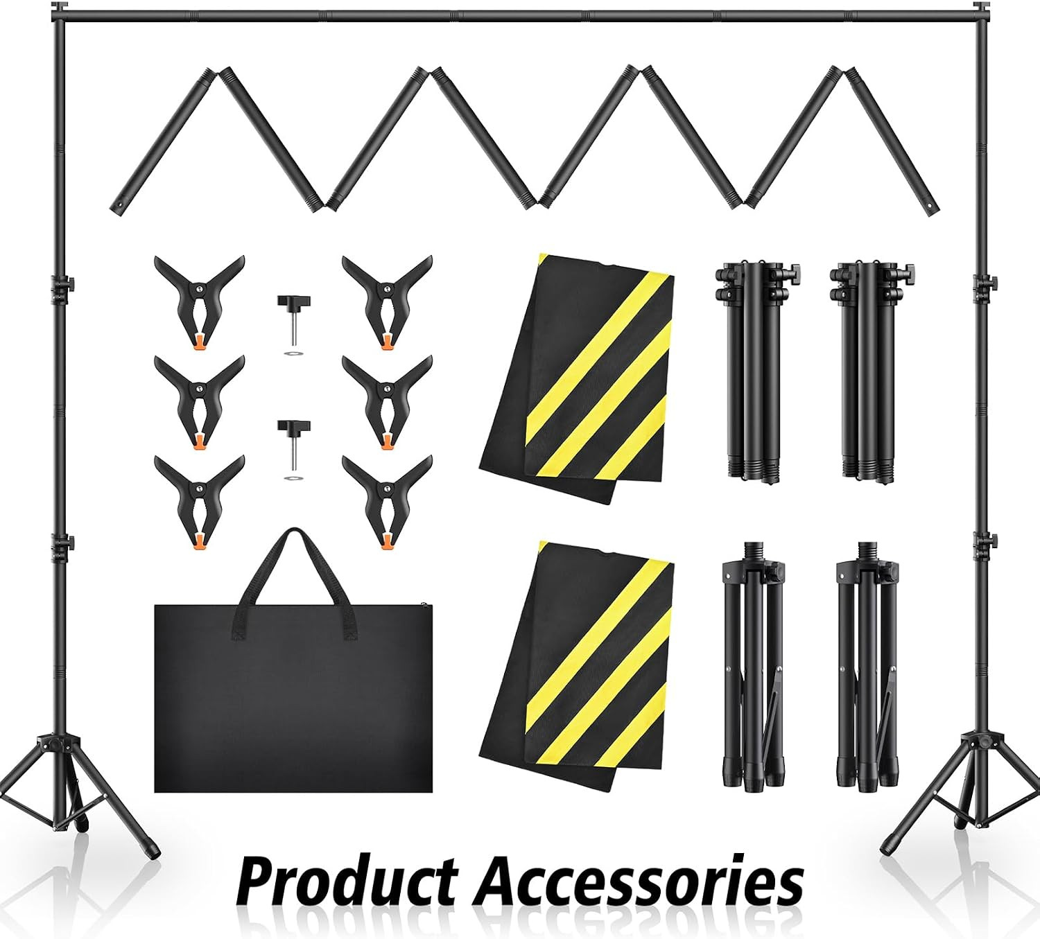 Forlogic Backdrop Stand 10X7.5Ft(Wxh), Heavy Duty Adjustable Photo Back Drop Sta