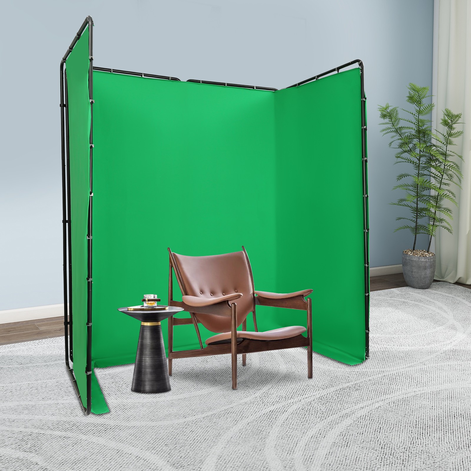 12.73*7.55ft Photography Backdrop Stand Kit with Green Cloth For Photo Studio