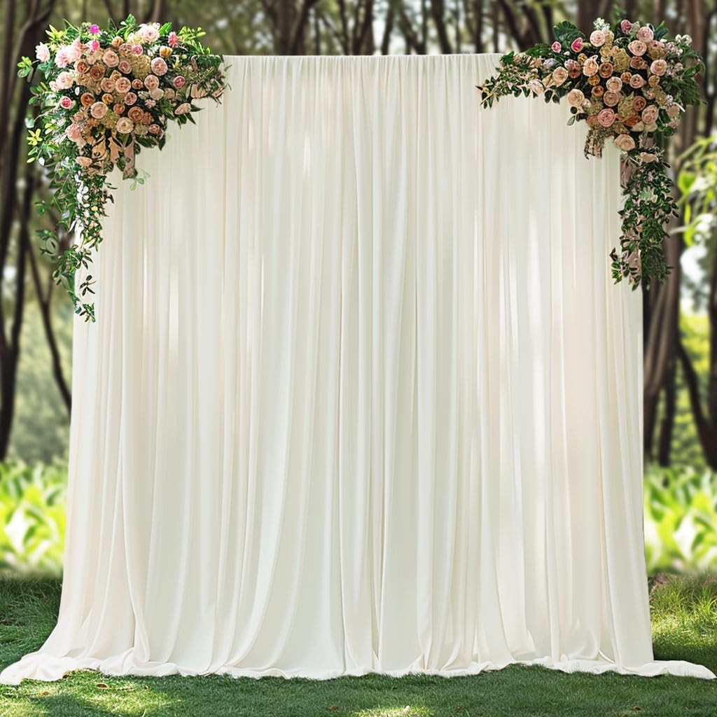 10x12ft Ivory Backdrop Curtain Wrinkle Free Soft Fabric Drapes Photo Booth