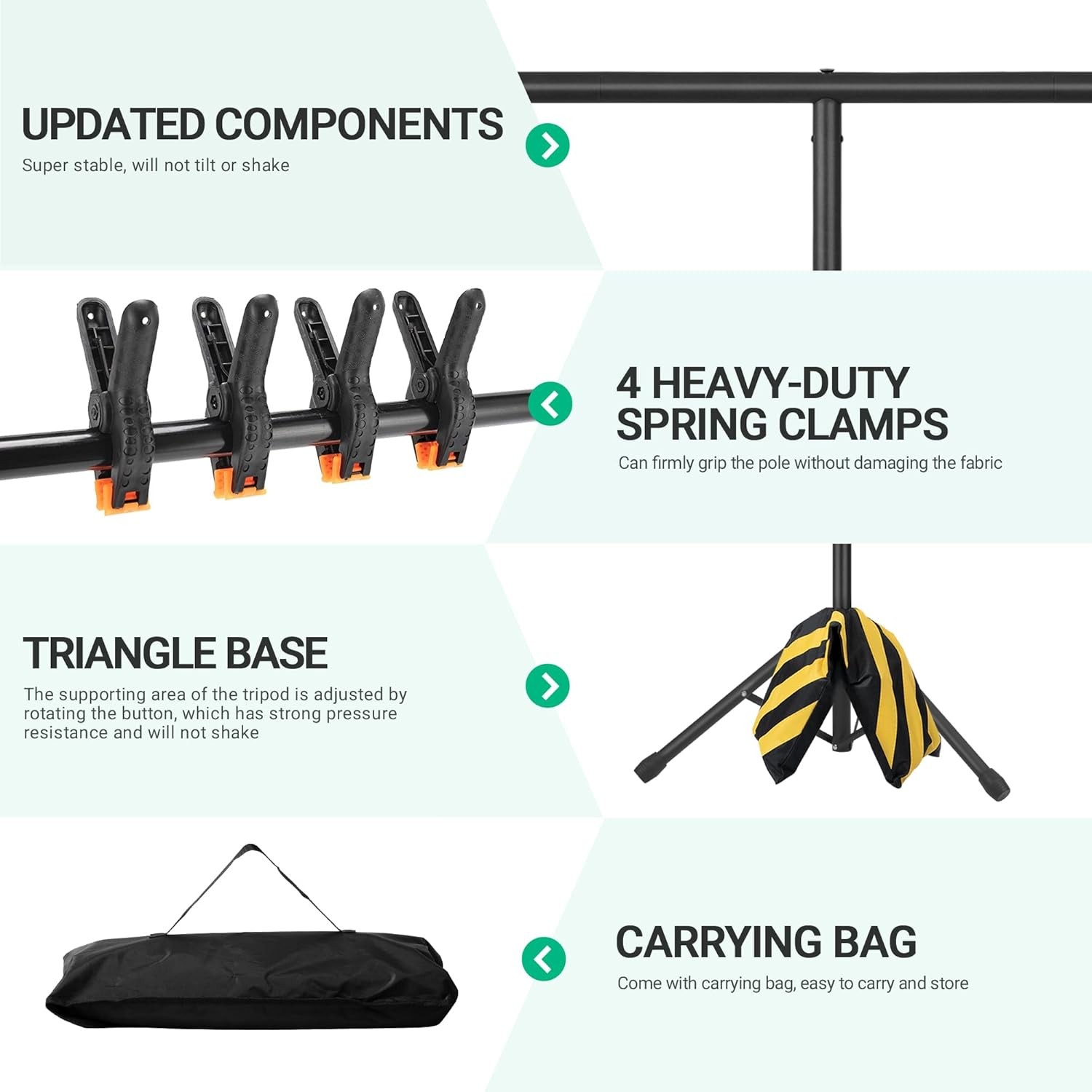 T-Shape Portable Backdrop Stand, 6.5×3.2ft Adjustable Photo Background Stand Kit
