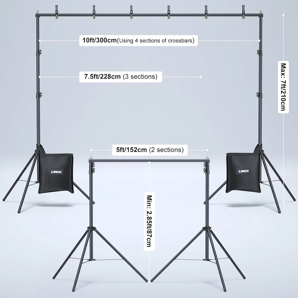 Backdrop Stand for Parties Kit 10X7 Ft Adjustable Back Drop Photography Studio P