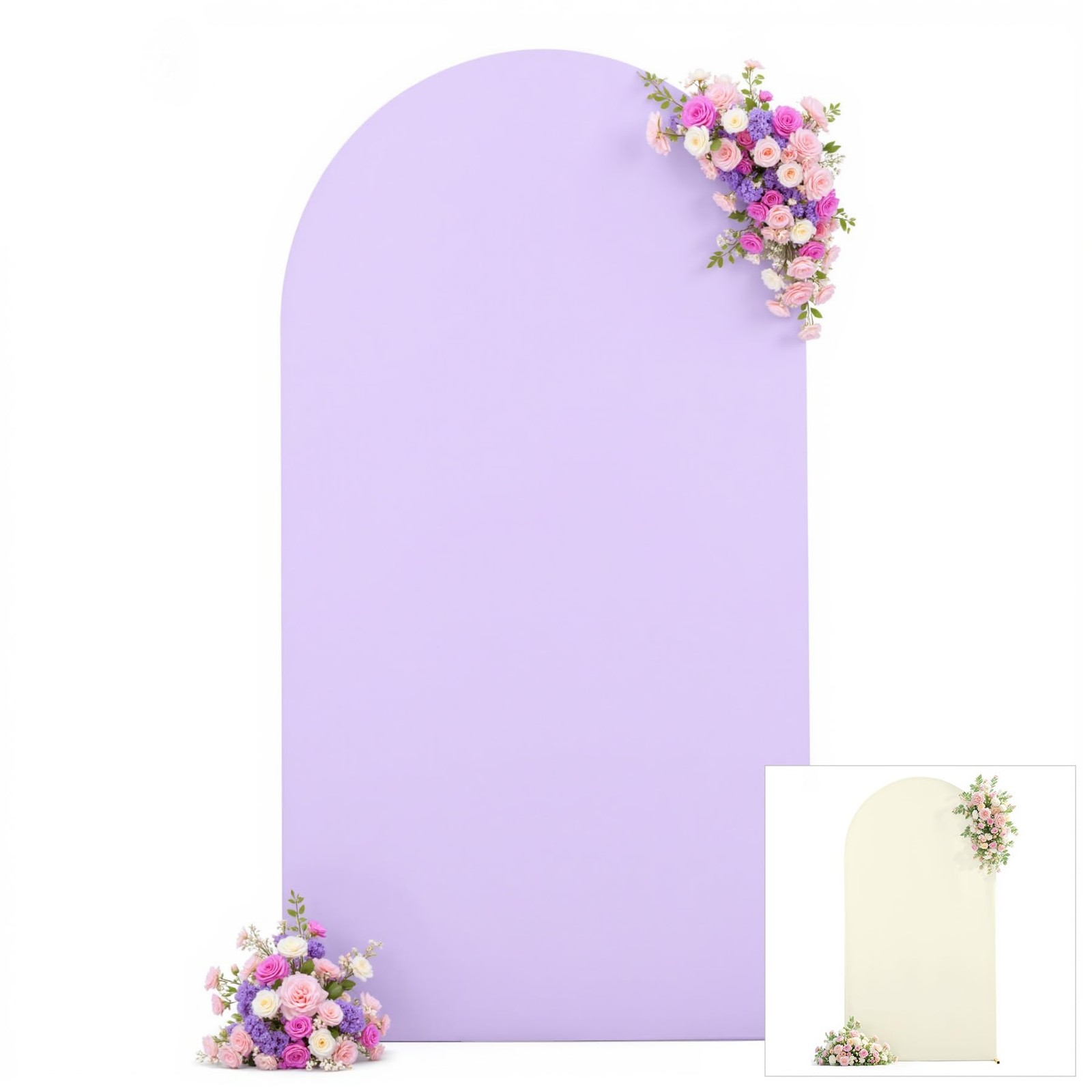 Cream Purple Arch Cover 7.2ft Spandex Wedding Arch Backdrop Cover for Baby Sh…