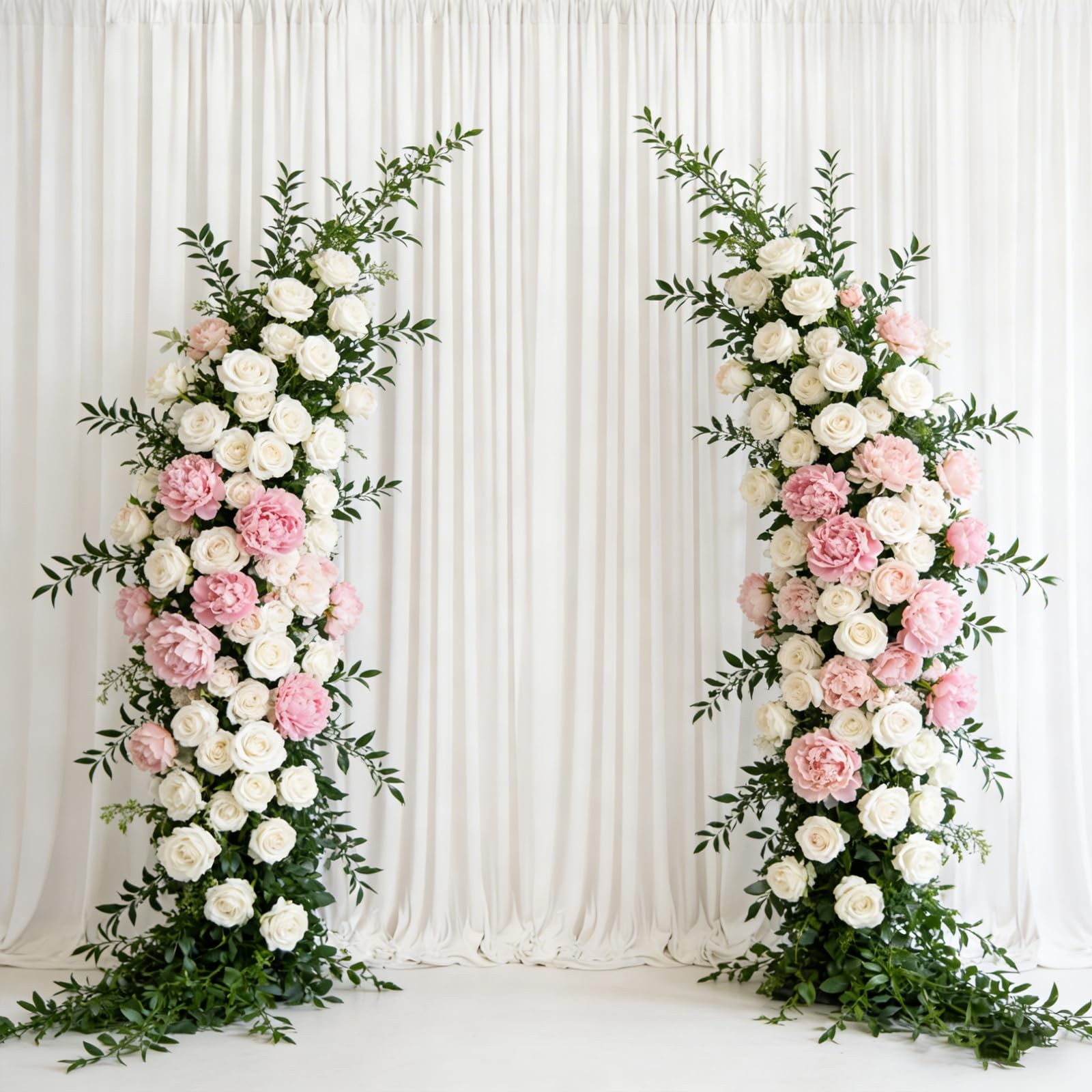 2 PCS 10×7 Ft Ivory White Backdrop Curtains Polyester Fabric Drapes Wedding