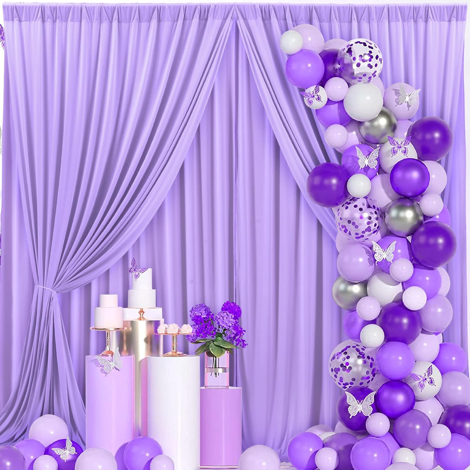 Lavender 40ft x 10ft Wrinkle-Free Backdrop Curtain for Parties & Photoshoots
