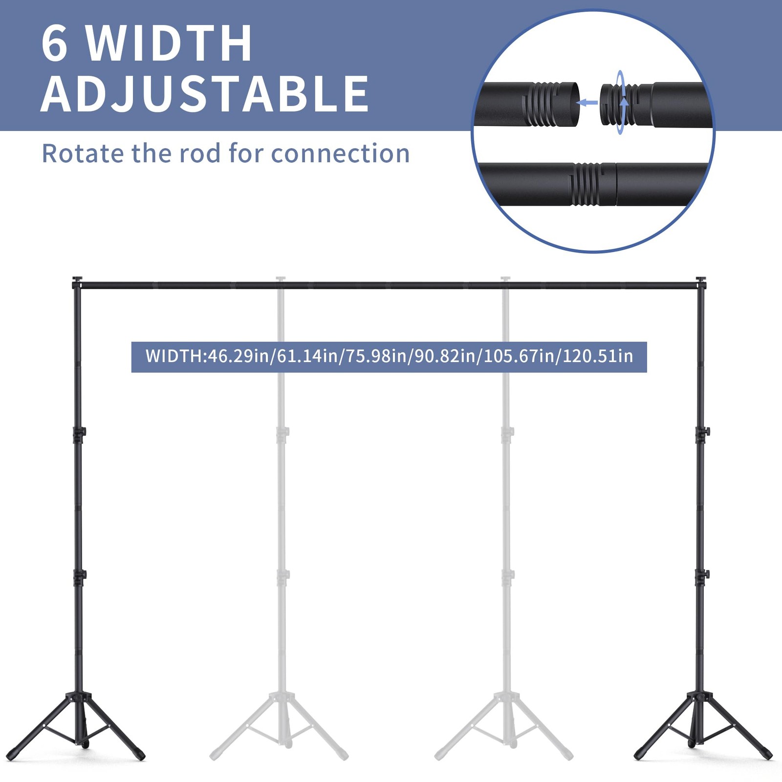Backdrop Stand 10×7.5ft, Height Adjustable and Width Adjustable Backdrop Stan…