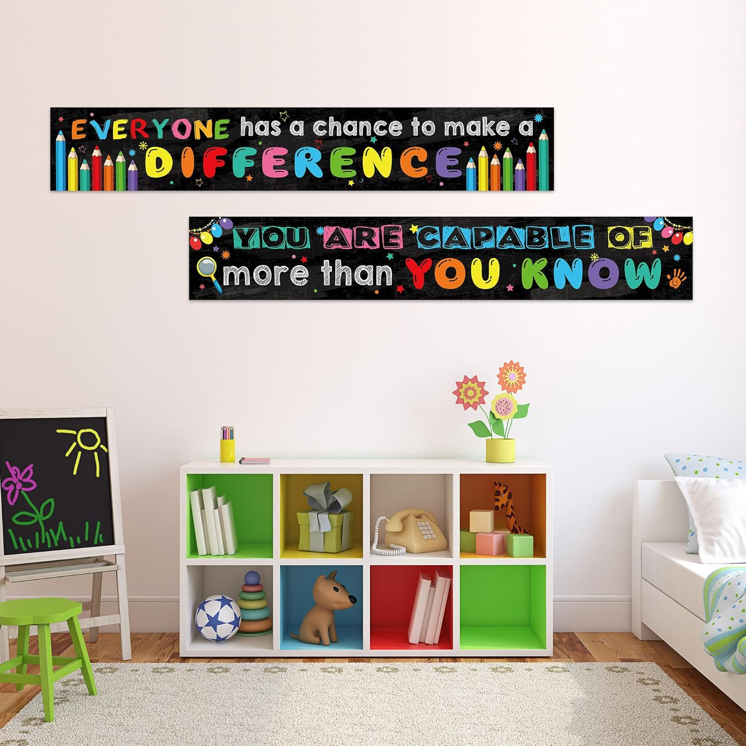 2 Pack Motivational Classroom Banner Poster 9.5 X 61 Inch Positive and Inspirati