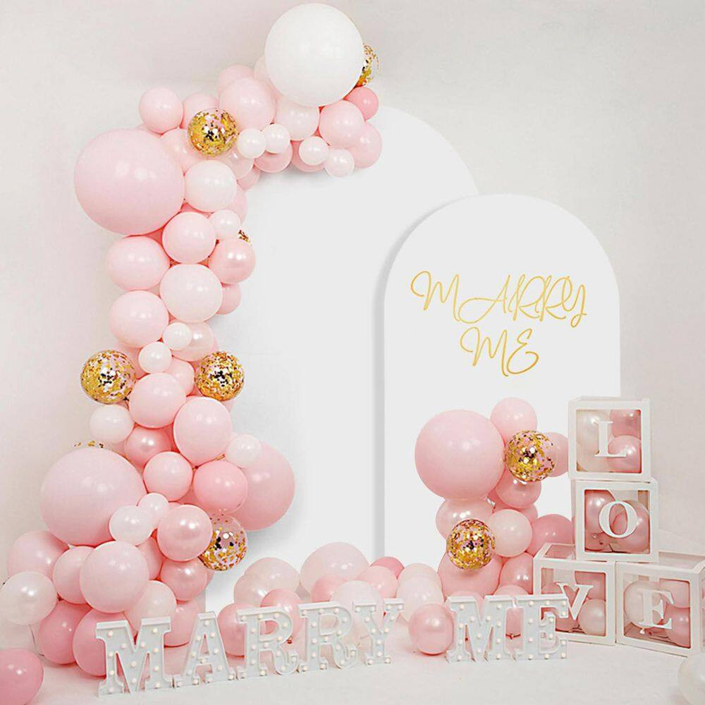 Metal Arch Backdrop Stand Set Gold (7.2 Ft.+6 Ft.) with Cover for Wedding Birthd