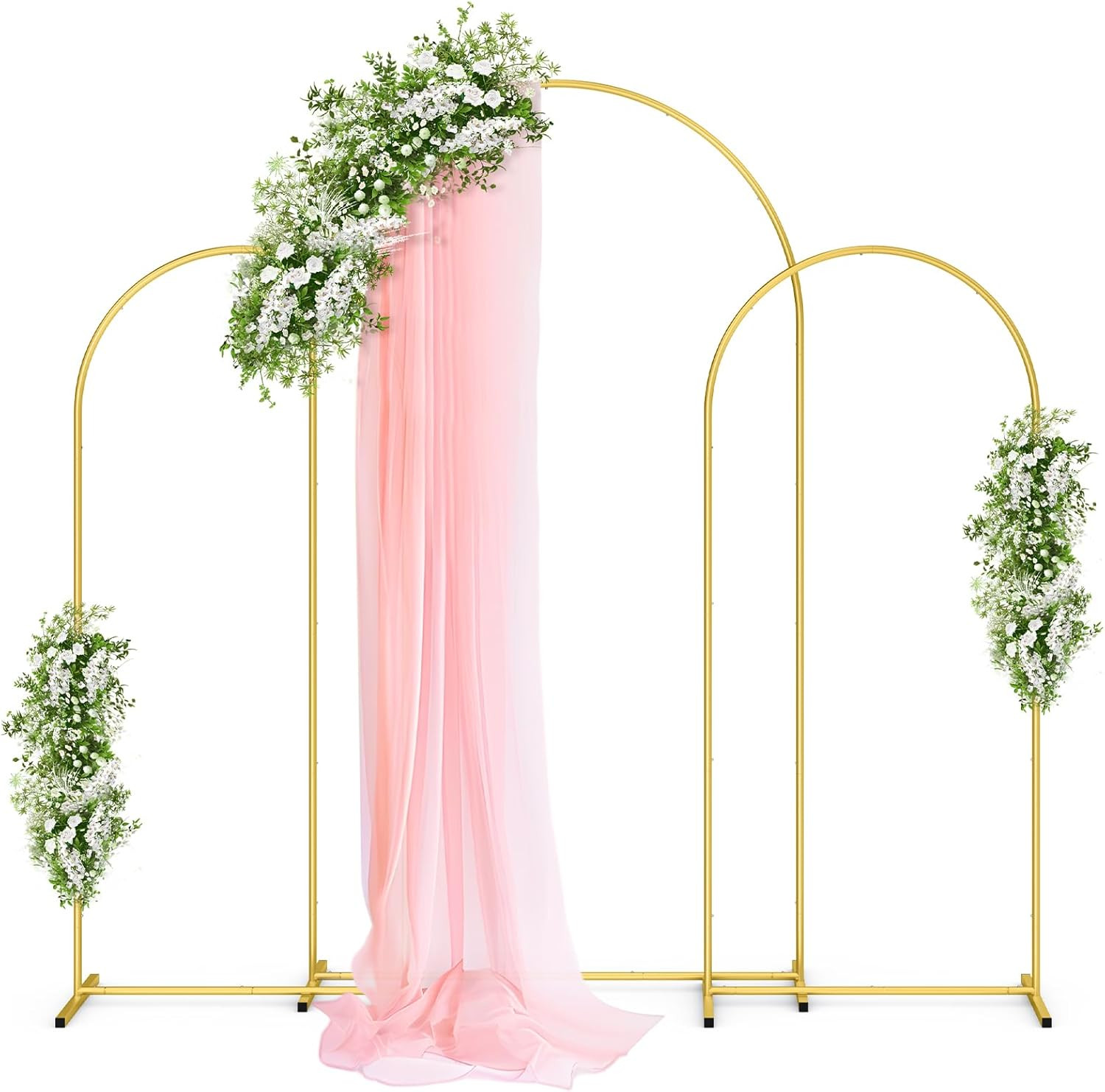 Gold Metal Arch Backdrop Stand Set of 3 (7.2Ft & 6.0Ft & 6.0Ft), Wedding Balloon