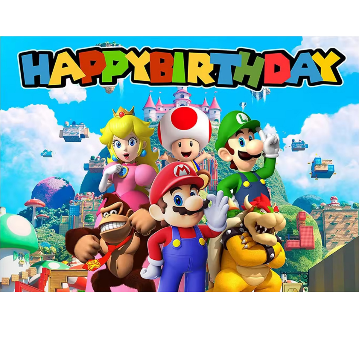 Mario and Luigi 3 x 5 Foot Happy Birthday Backdrop Photo Banner Decoration