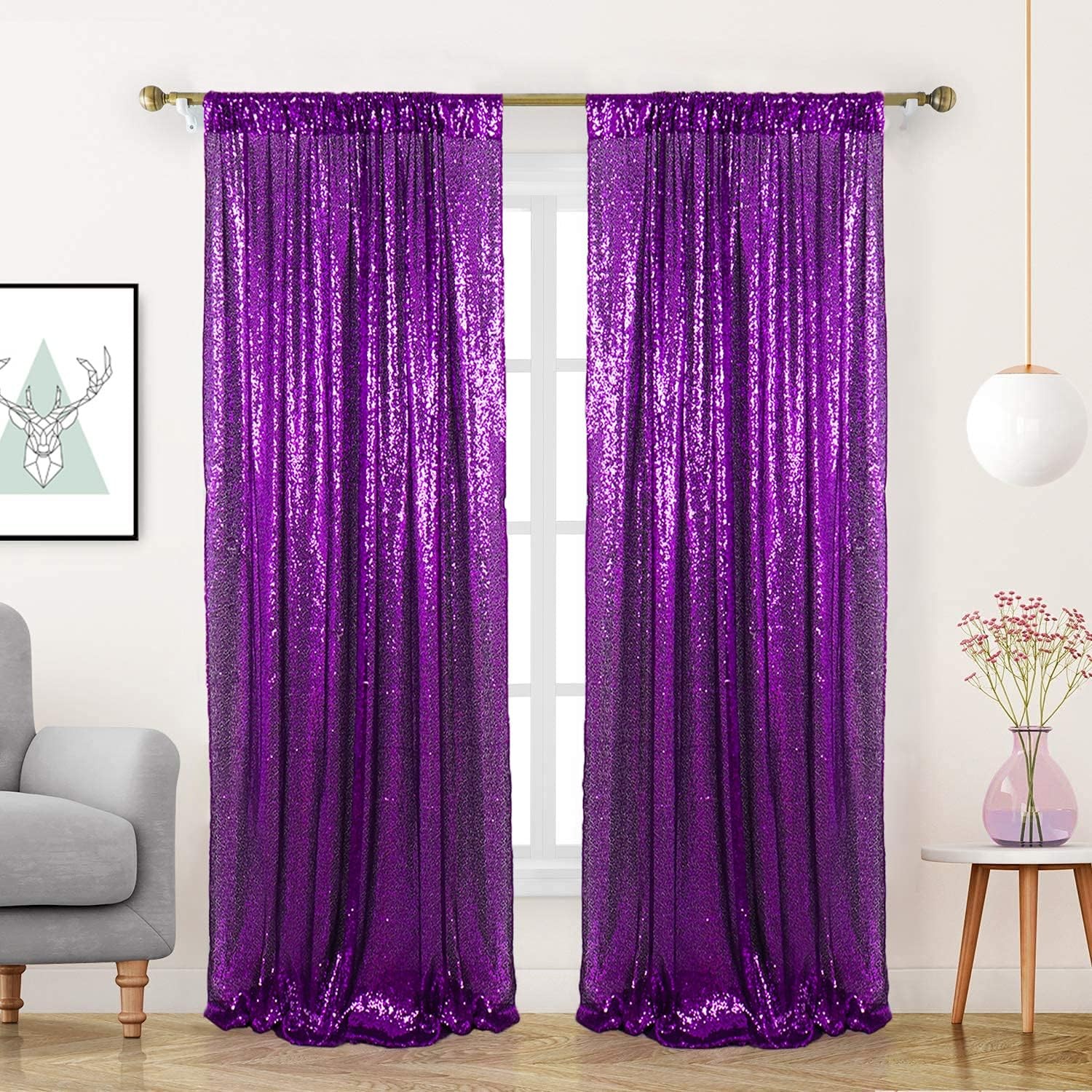 2FTx8FT Purple Sequin Backdrop Curtains | Glitter Photography Background | Sp…