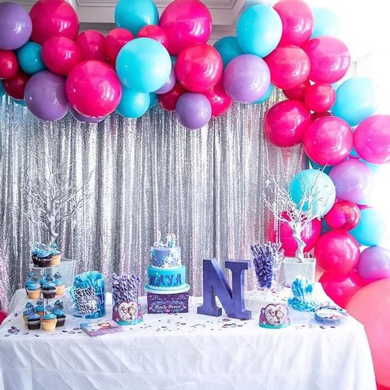 7Ft X 7Ft Silver Sequin Backdrop Curtain Glitter Photo Booth Backdrop for Weddin