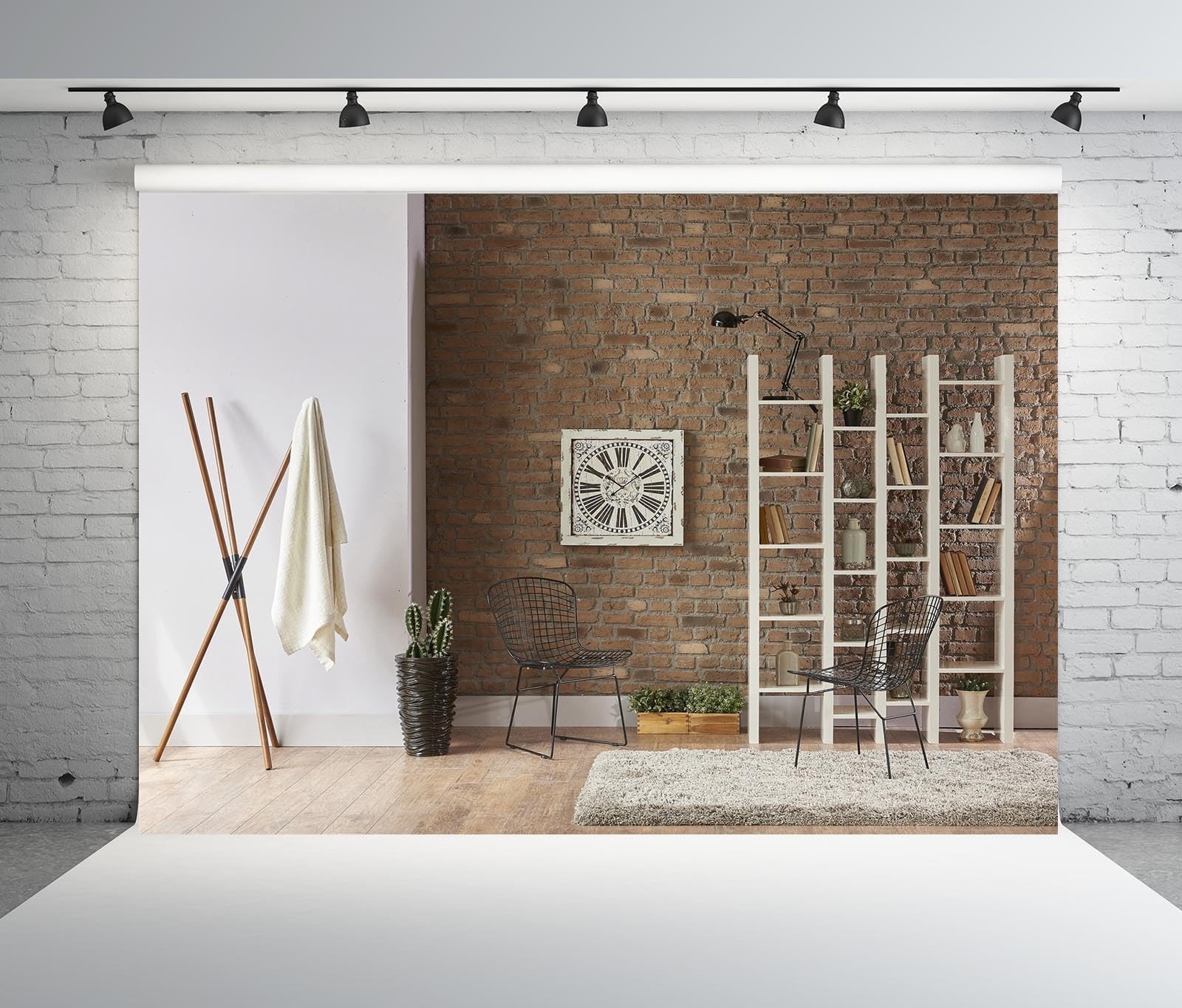 7x5ft Modern Living Room Backdrop Interior Room Bookshelf Photography Backgro…