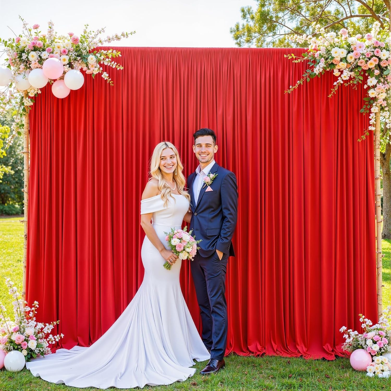 Red Birthday Party Photo Booth Curtain – 6 Panels
