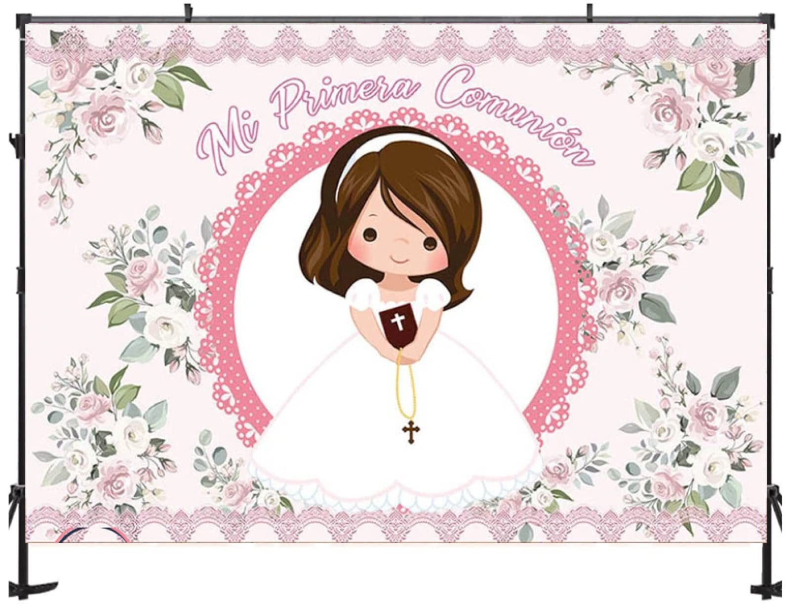 My First Communion Girl Baptism Background Mi Bautizo Decor 6’x4′ Vinyl Photo