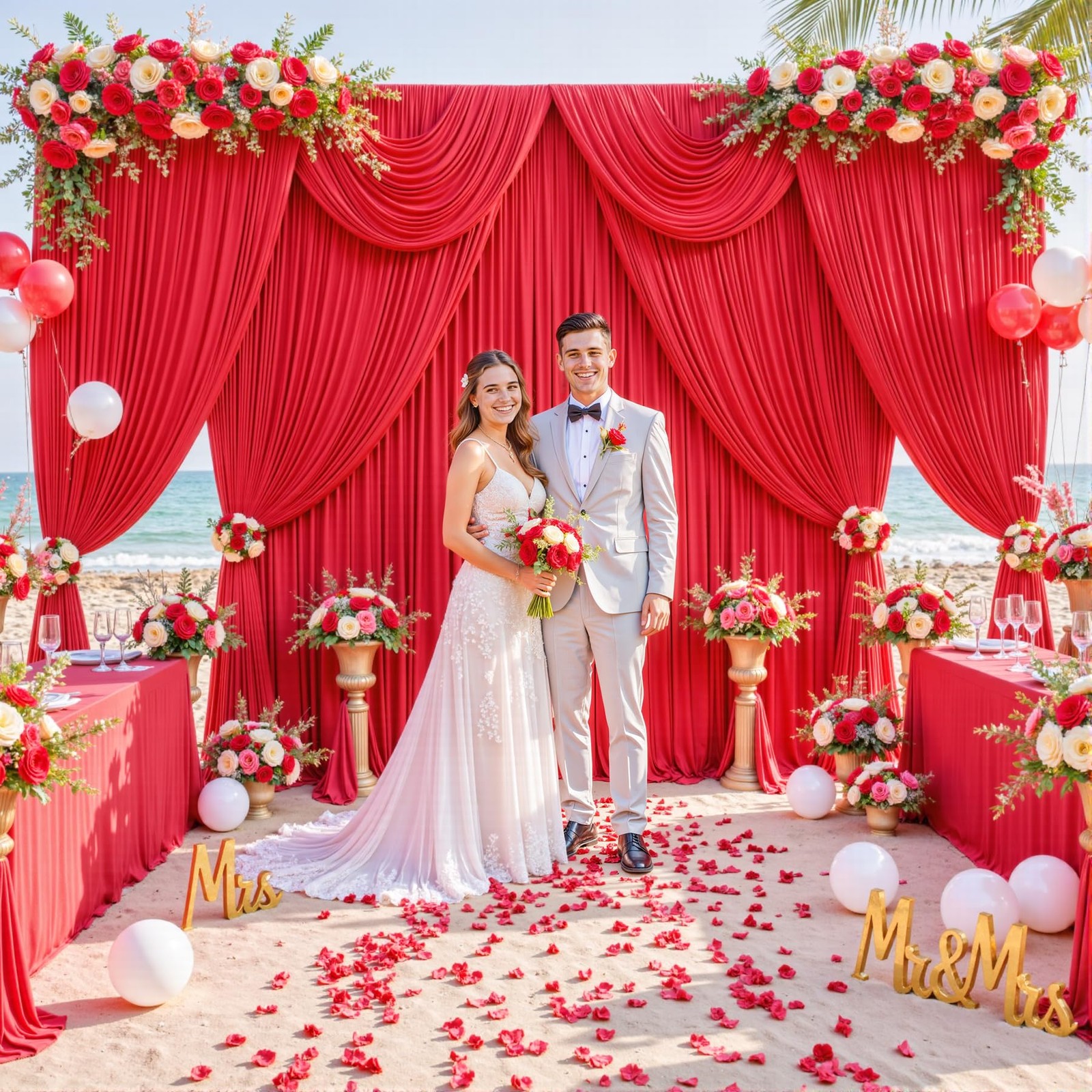 10x7ft Red Backdrop Curtains Polyester Wrinkle Free Drapes Party Photography
