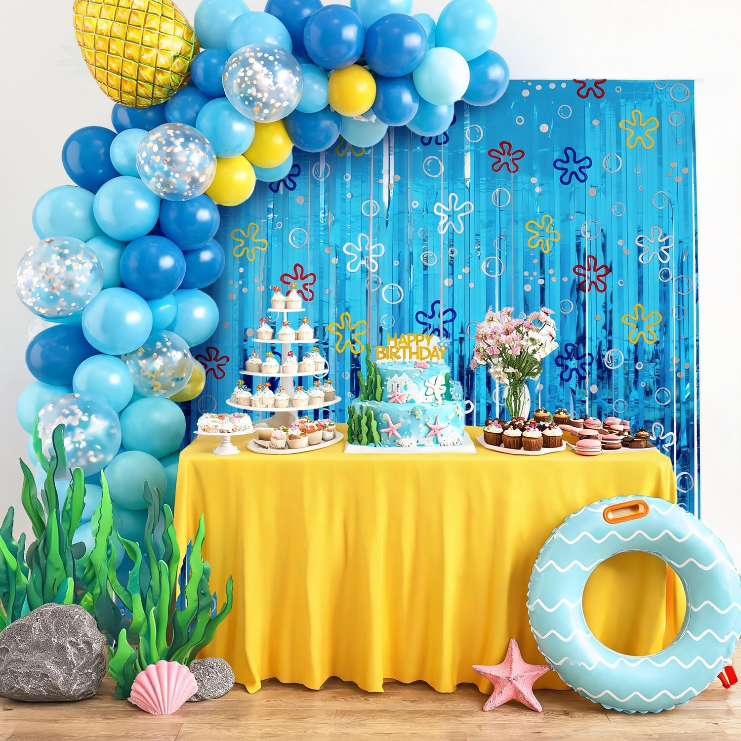 Ocean Themed Party Decorations, 2 Pack Cartoon Sponge Birthday Photo Booth Pr…