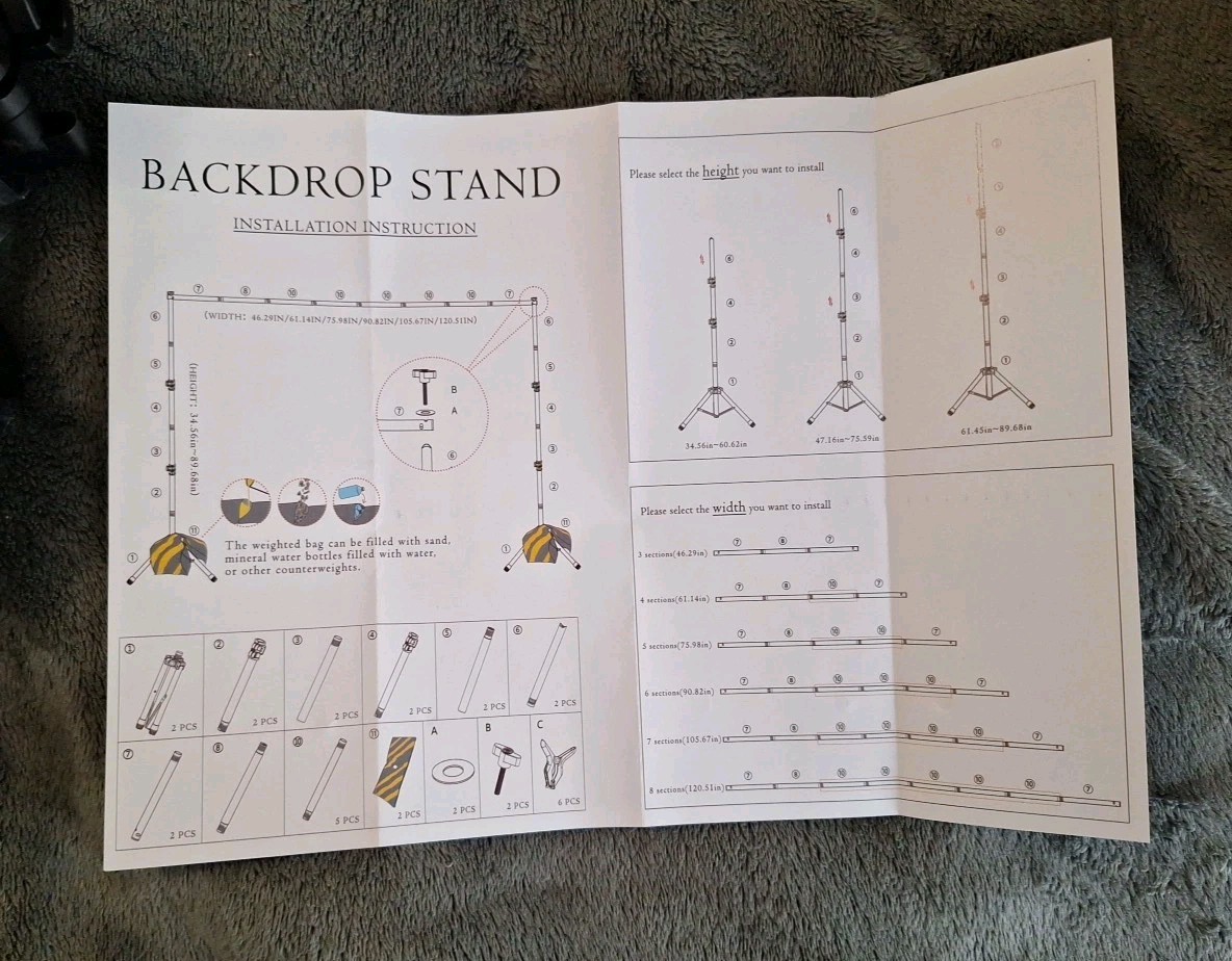 Eocnrhe Backdrop Stand Kit – 6 Widths, 10×7.5ft Adjustable Background Stand