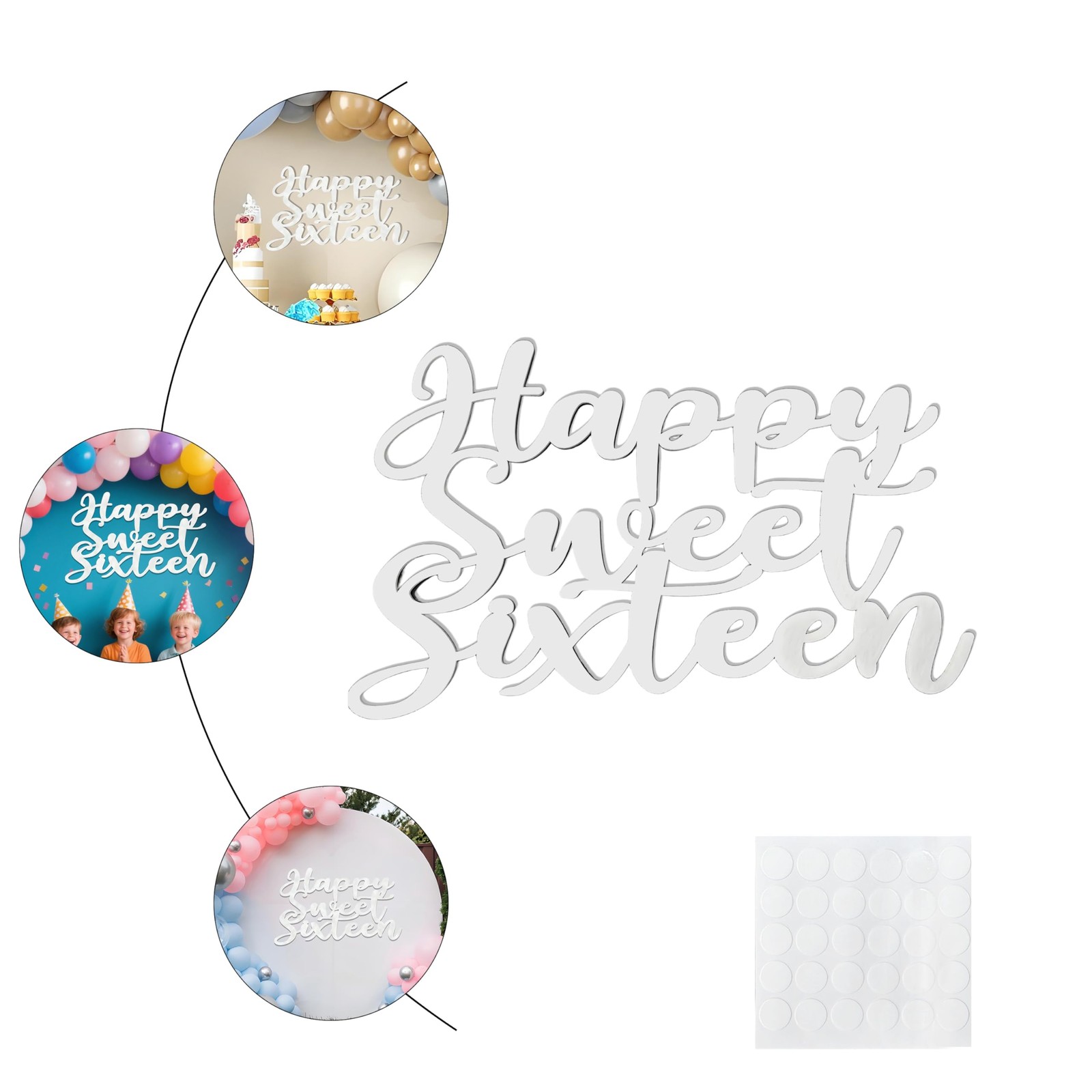Happy Sweet Sixteen Felt Banner Sign for 16th Birthday Party Backdrop Decor