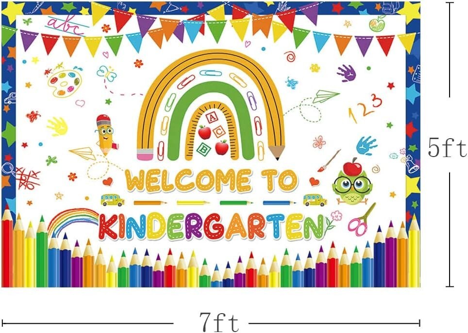 7x5ft Back to School Photography Backdrop Welcome to Kindergarten Banner Flag