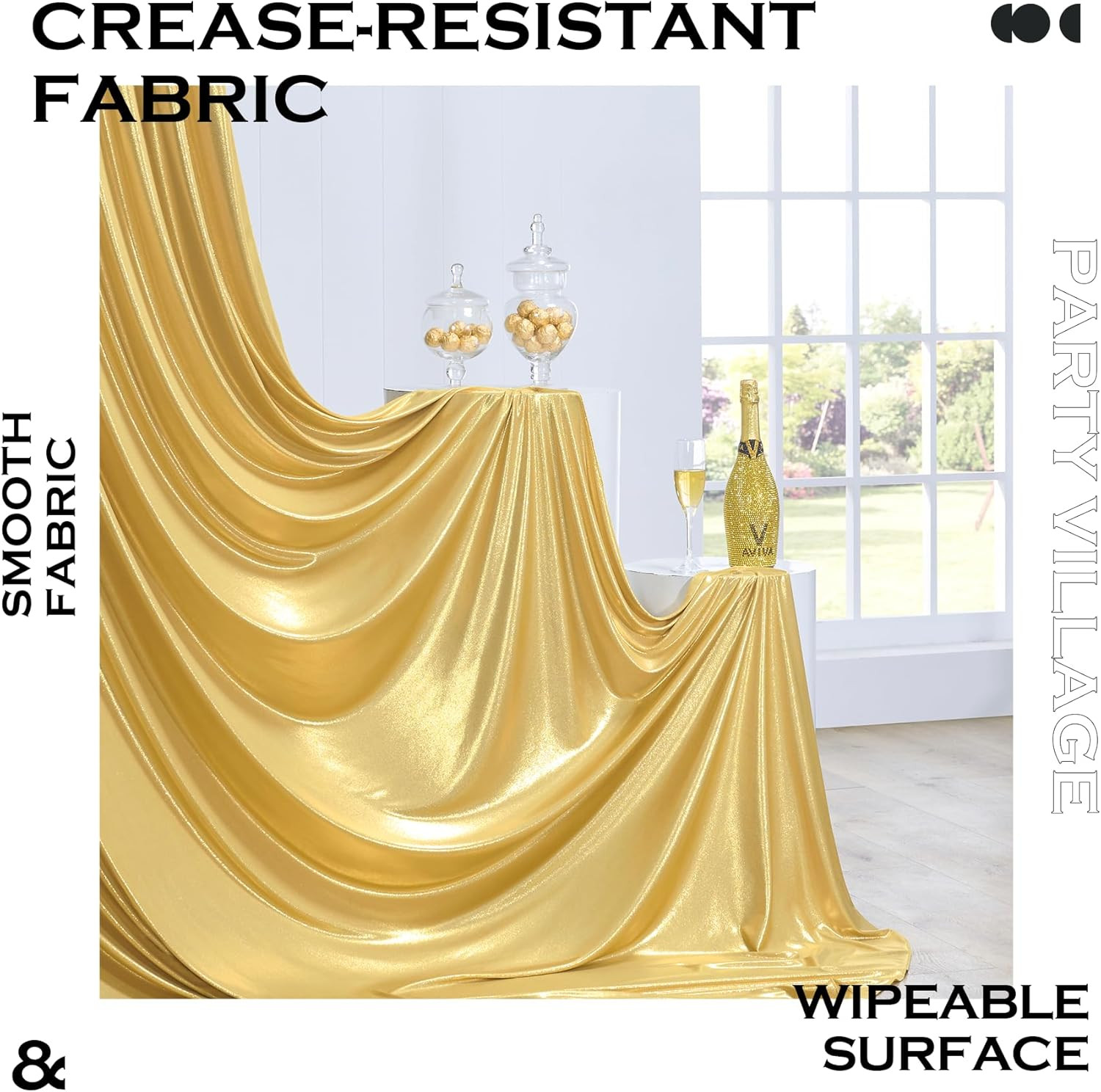 Gold Sequin Backdrop Curtain 40X10 Ft for Parties, Weddings & Events